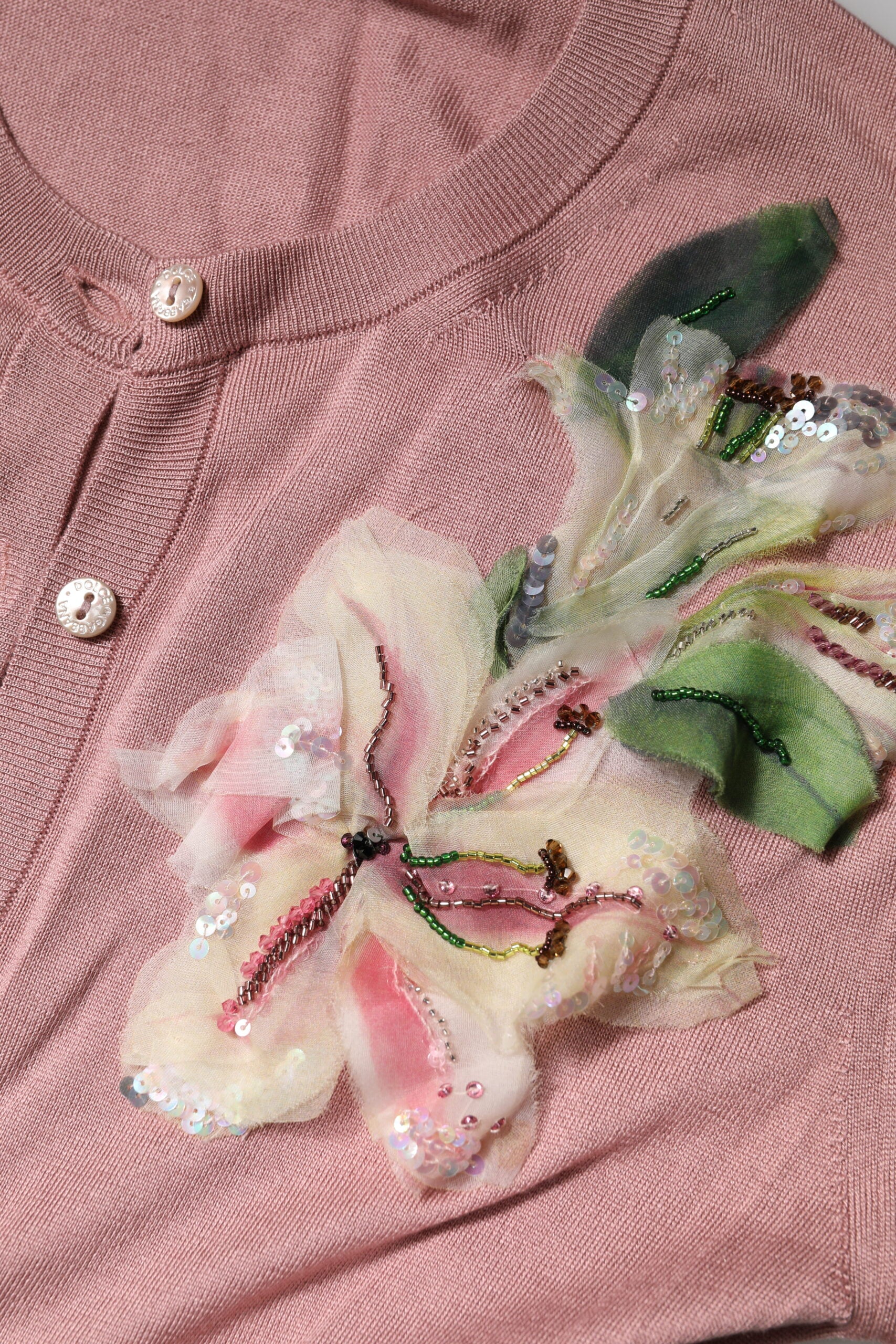 Pink Silk Knit Button Down Cardigan Sweater - ventzia