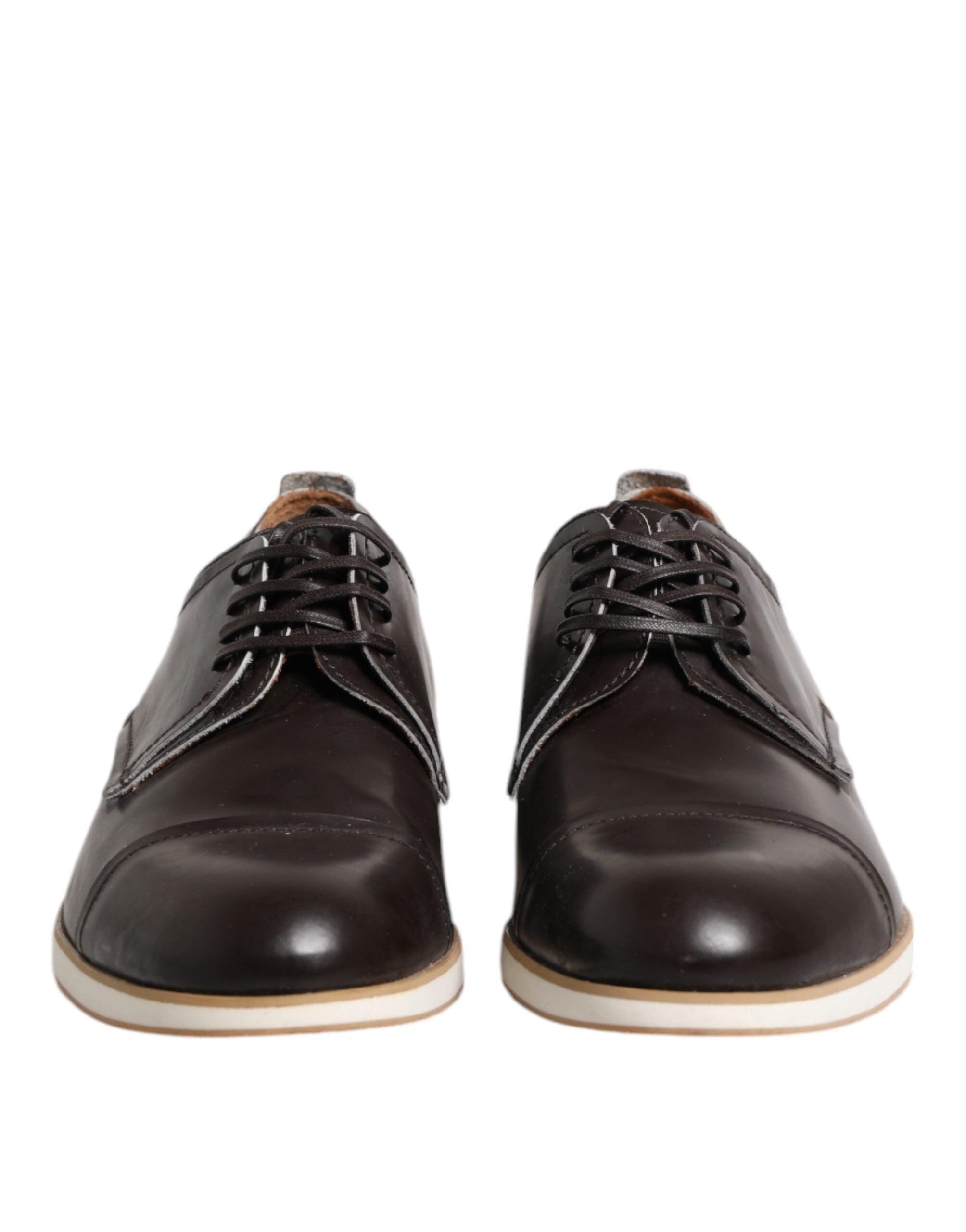 Dark Brown Leather Derby Lace Up Dress Formal Shoes - ventzia