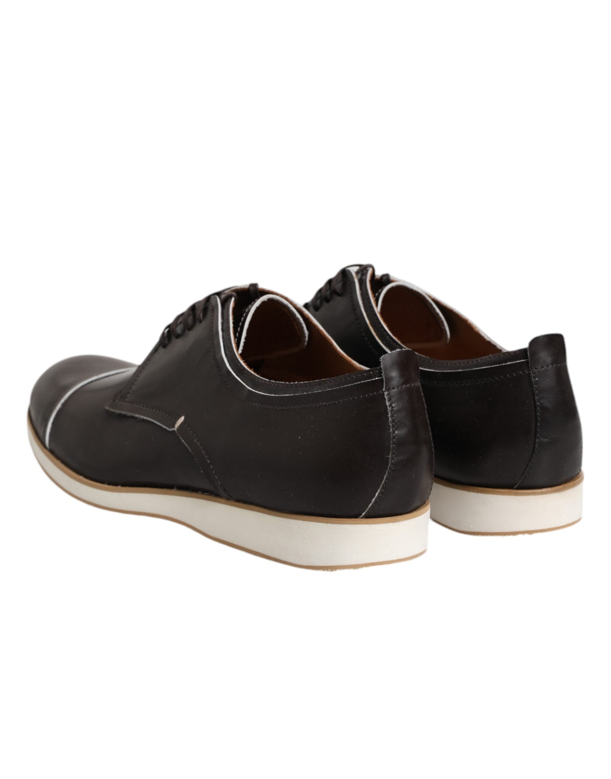 Dark Brown Leather Derby Lace Up Dress Formal Shoes - ventzia
