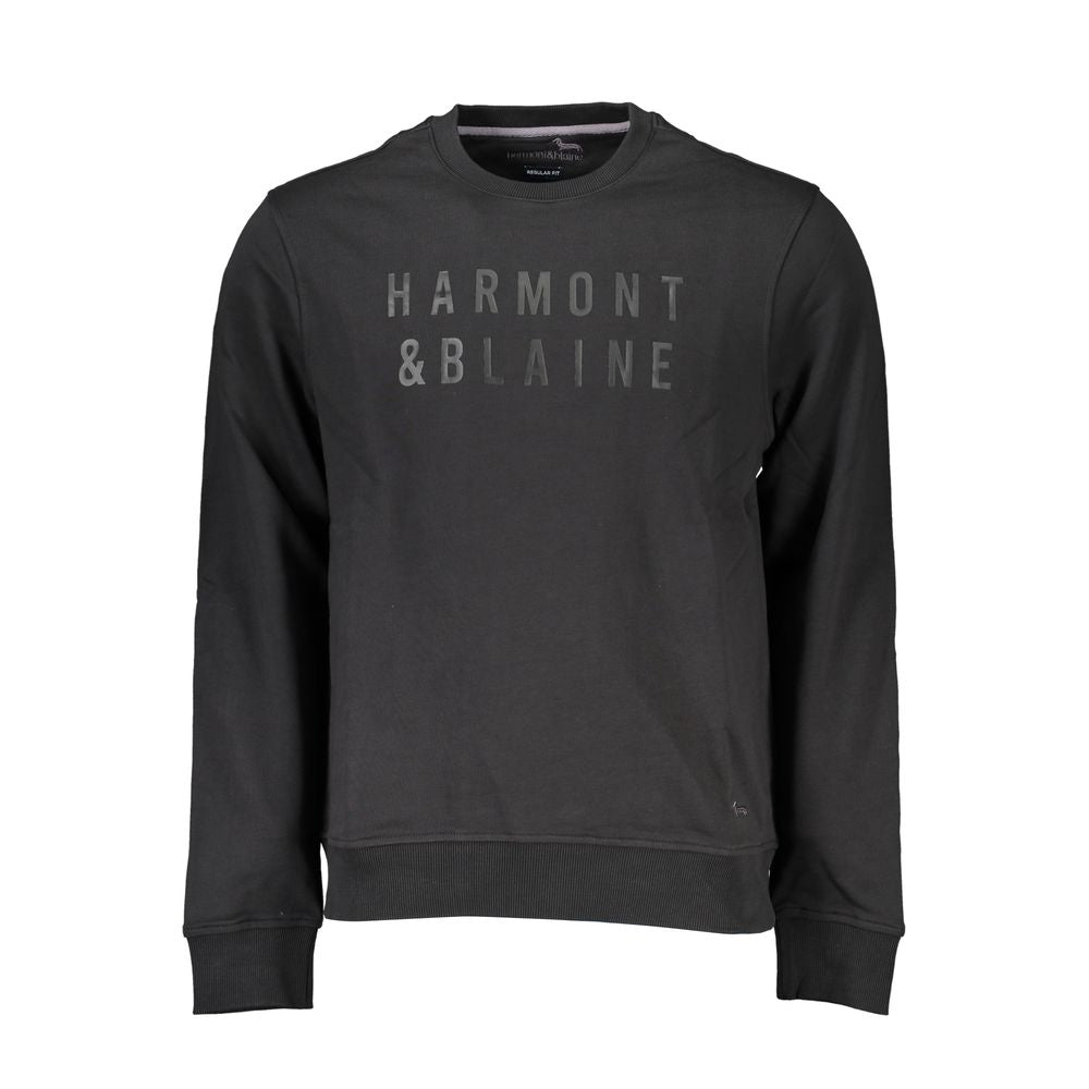 Sleek Black Long-Sleeved Crew Neck Sweatshirt - ventzia