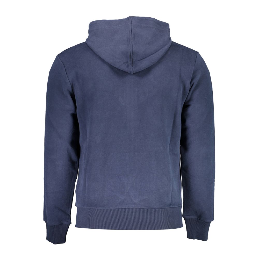 Elegant Blue Hooded Sweatshirt with Zip Detail - ventzia