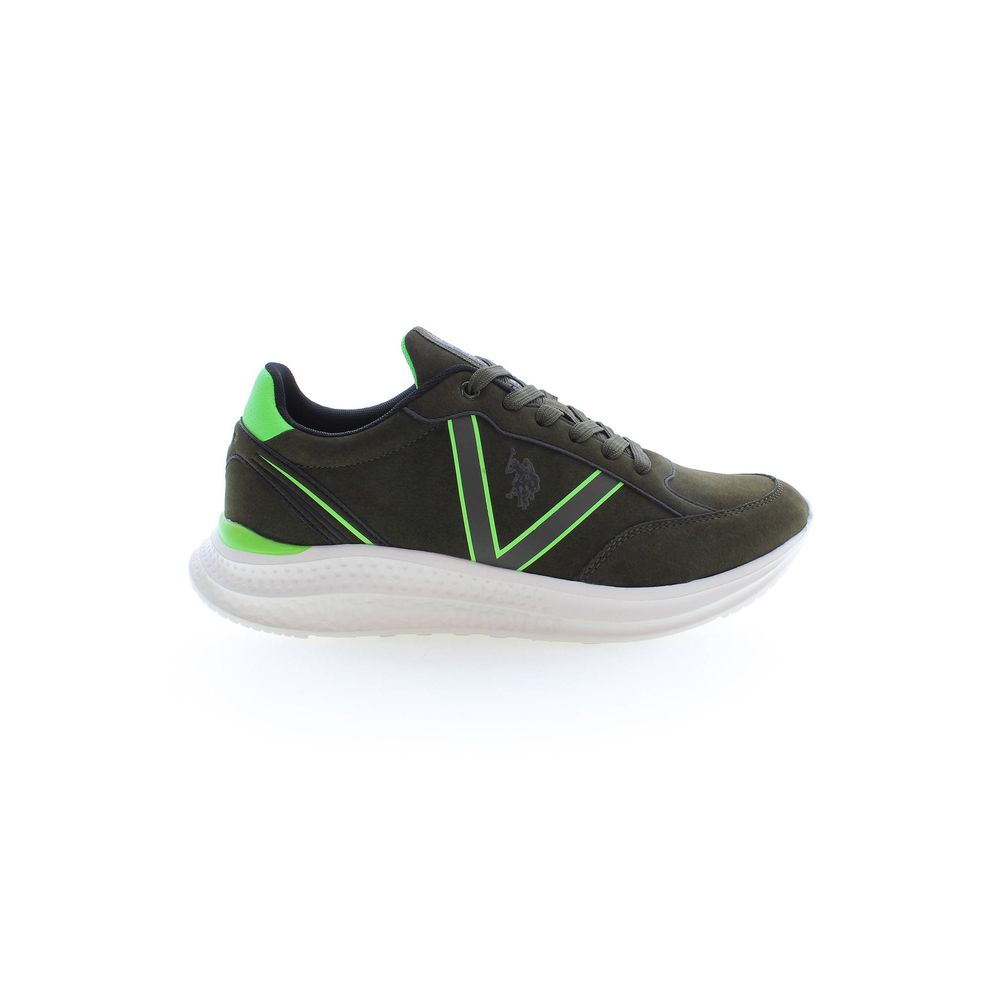 Green Polyester Men Sneaker - ventzia