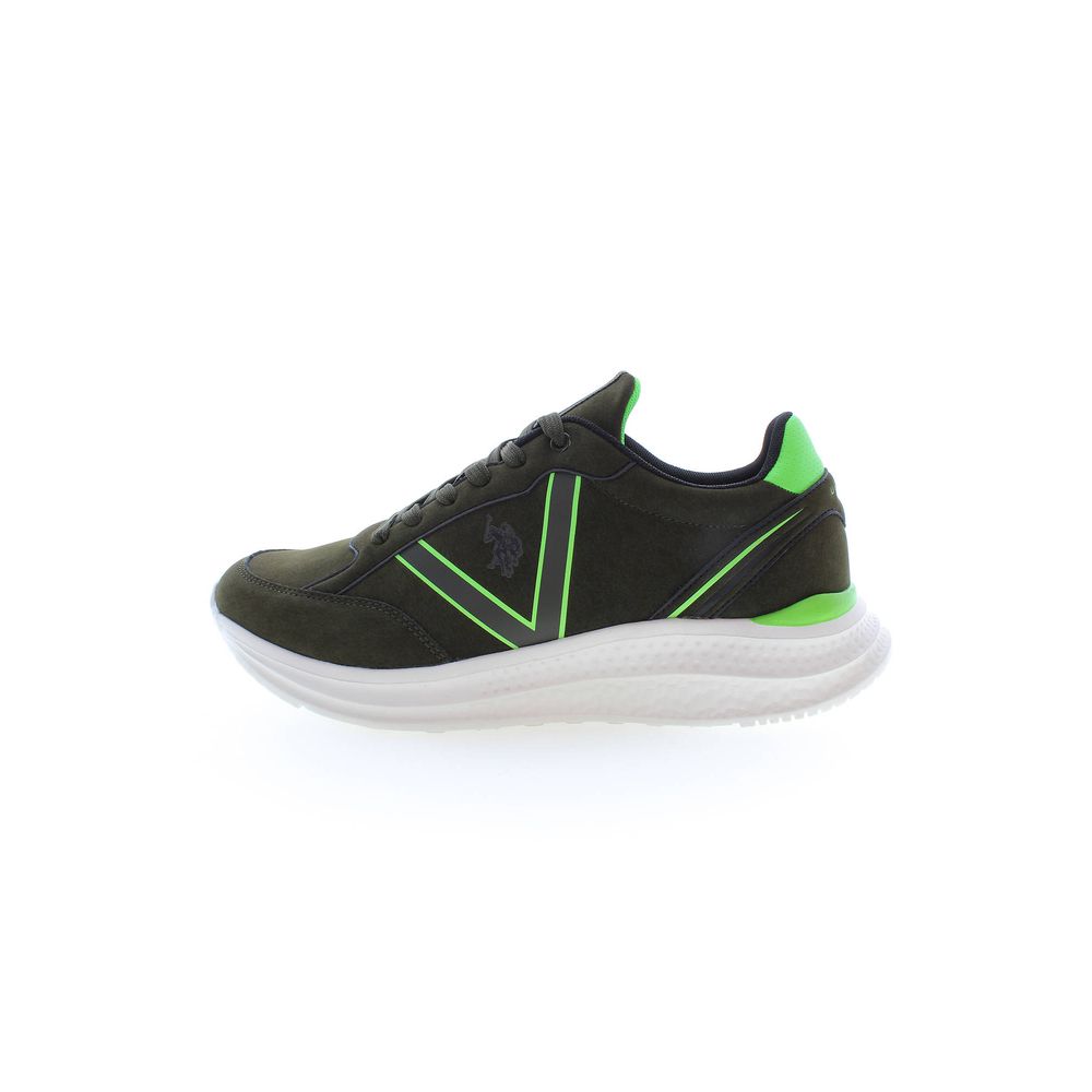 Green Polyester Men Sneaker - ventzia