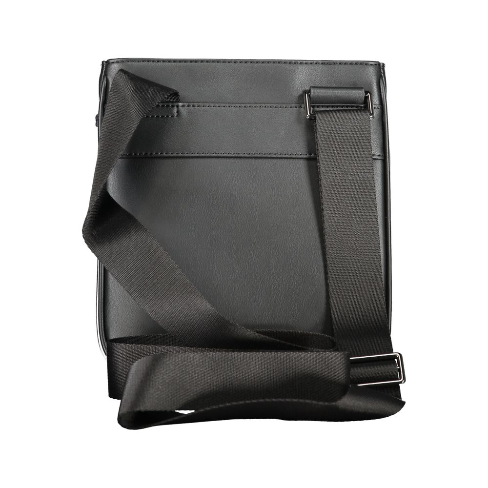 Black Polyurethane Men's Shoulder Bag - ventzia
