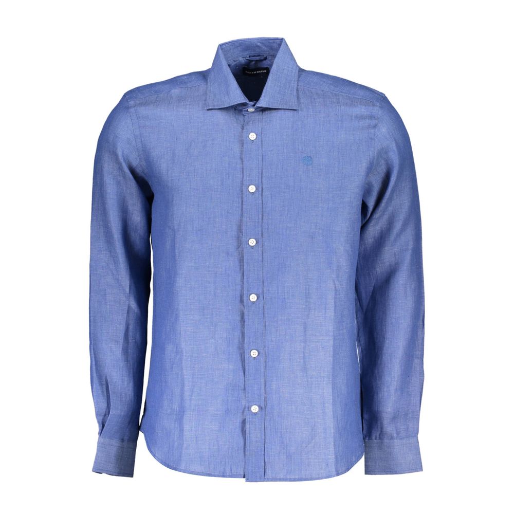 Blu Linen Men Shirt - ventzia