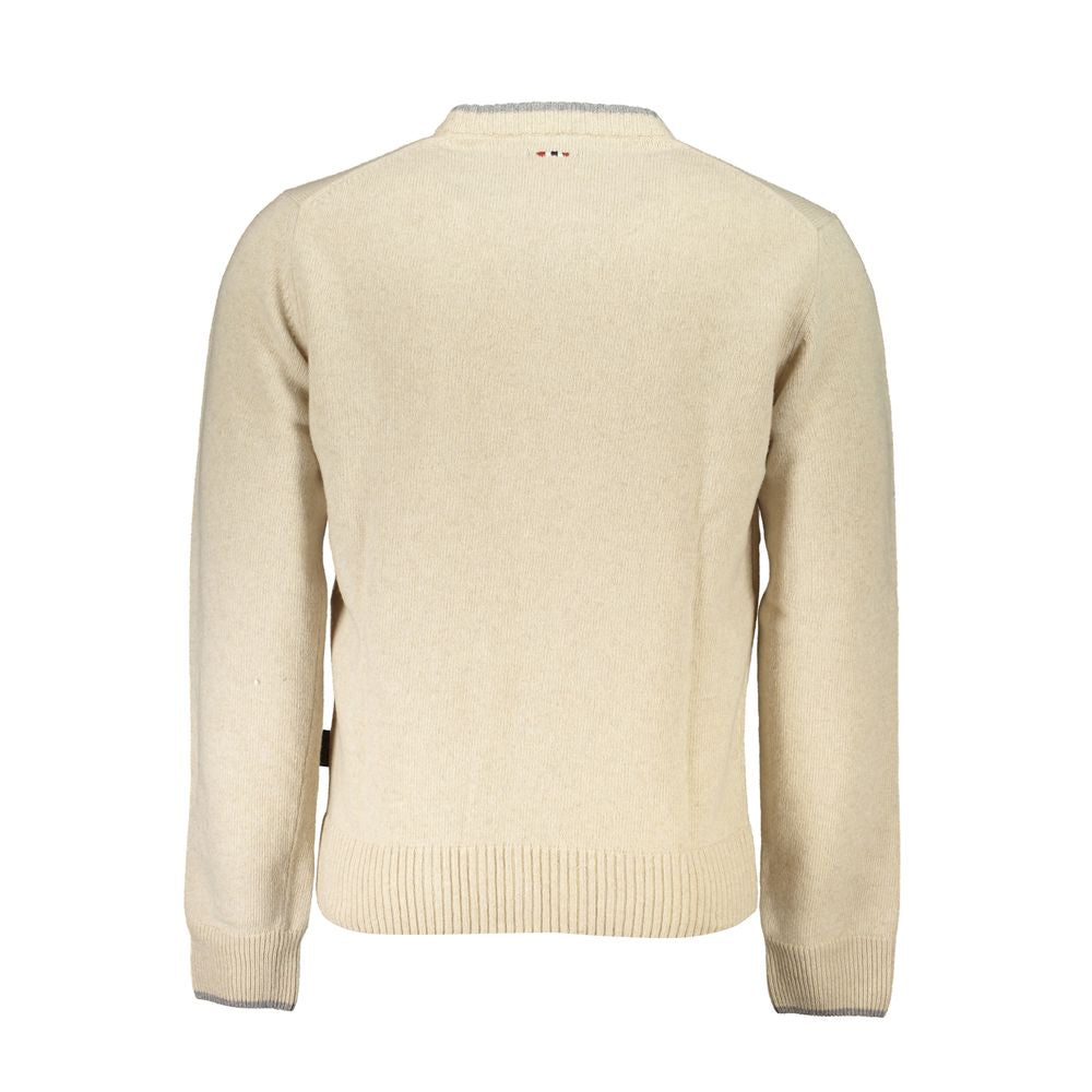 Beige Fabric Men Sweater - ventzia