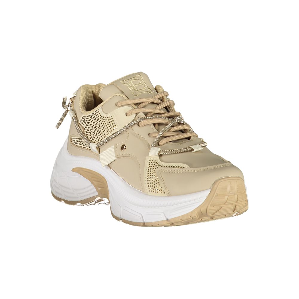 Beige Polyester Women Sneaker - ventzia