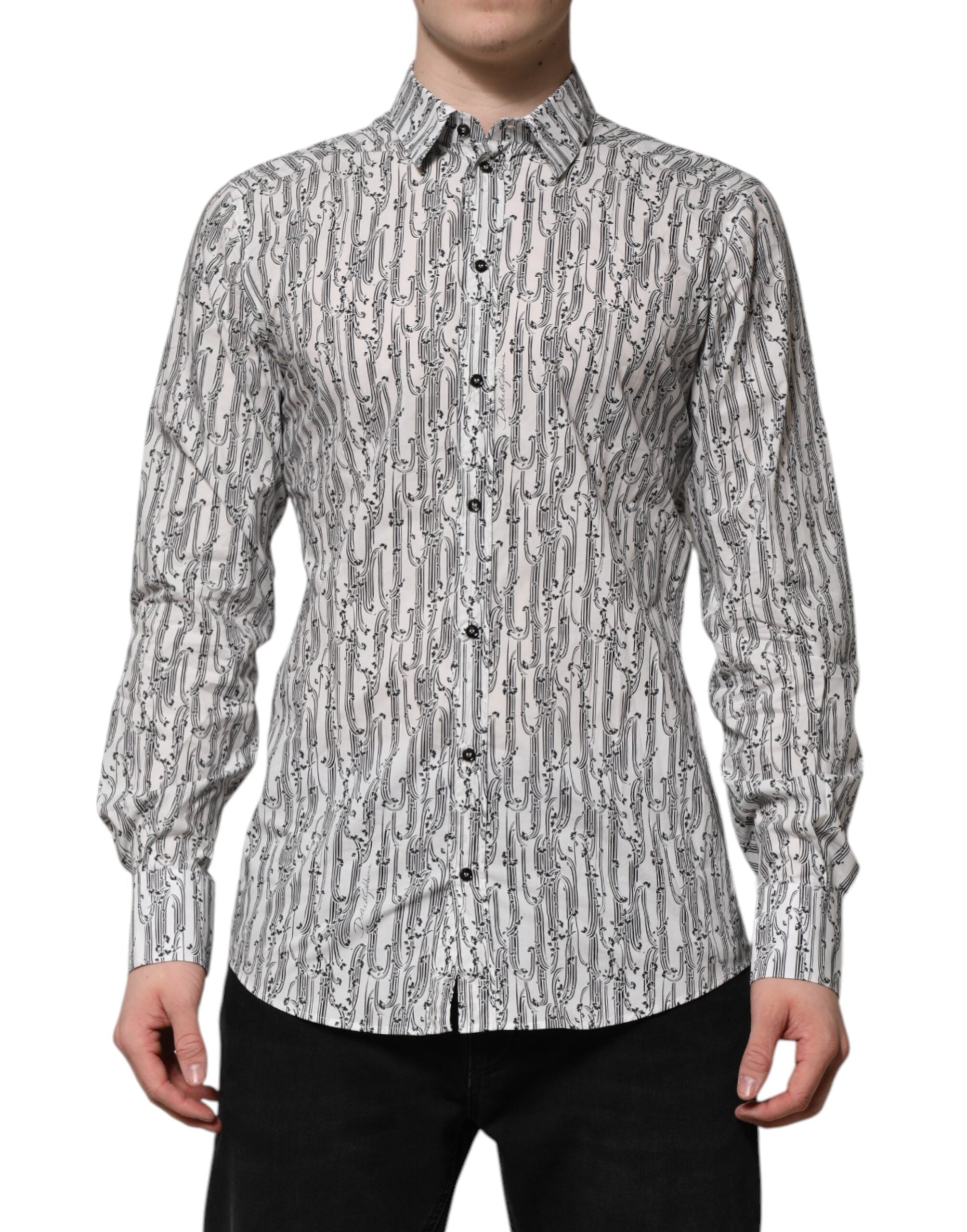 White Floral Print Casual Long Sleeves Shirt - ventzia