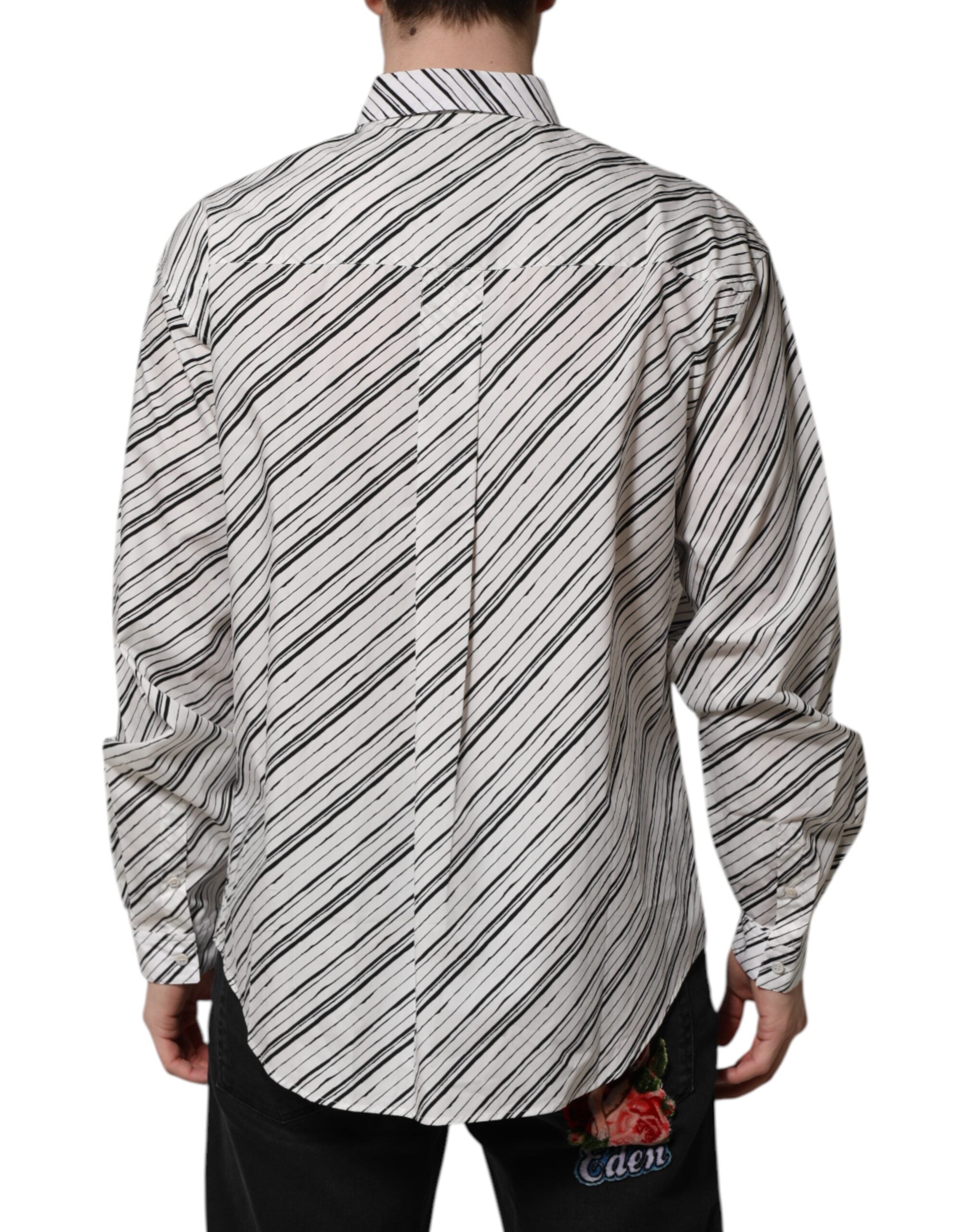 White Striped Long Sleeves Men Formal Shirt - ventzia