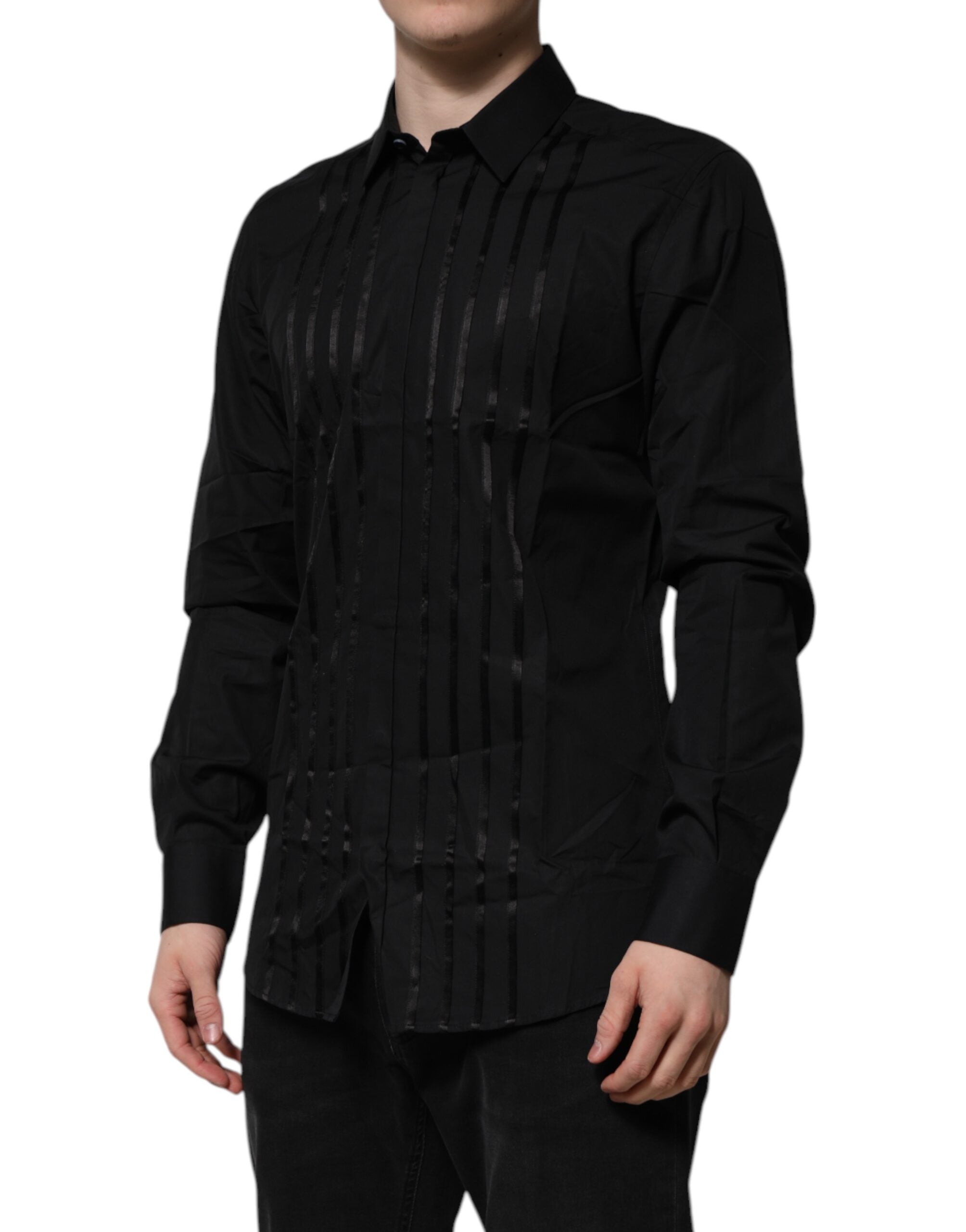 Black GOLD Long Sleeves Men Formal Dress Shirt - ventzia
