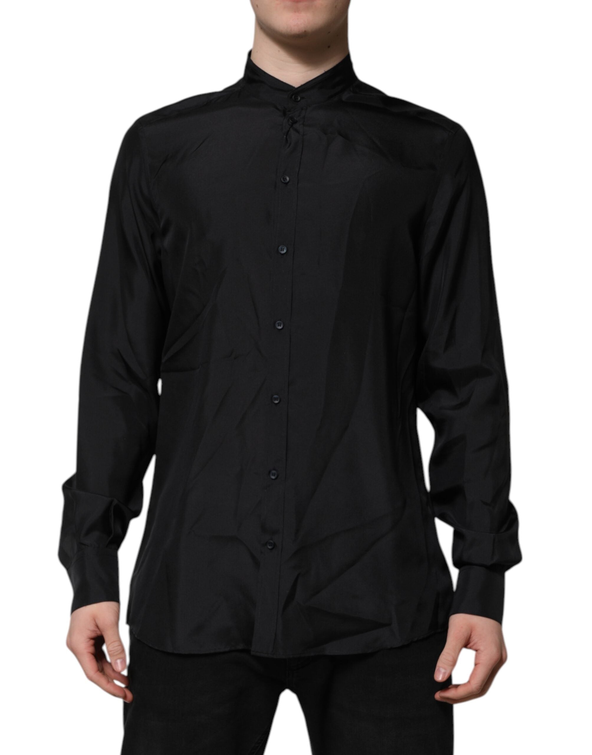 Dark Blue Silk MARTINI Men Formal Dress Shirt - ventzia