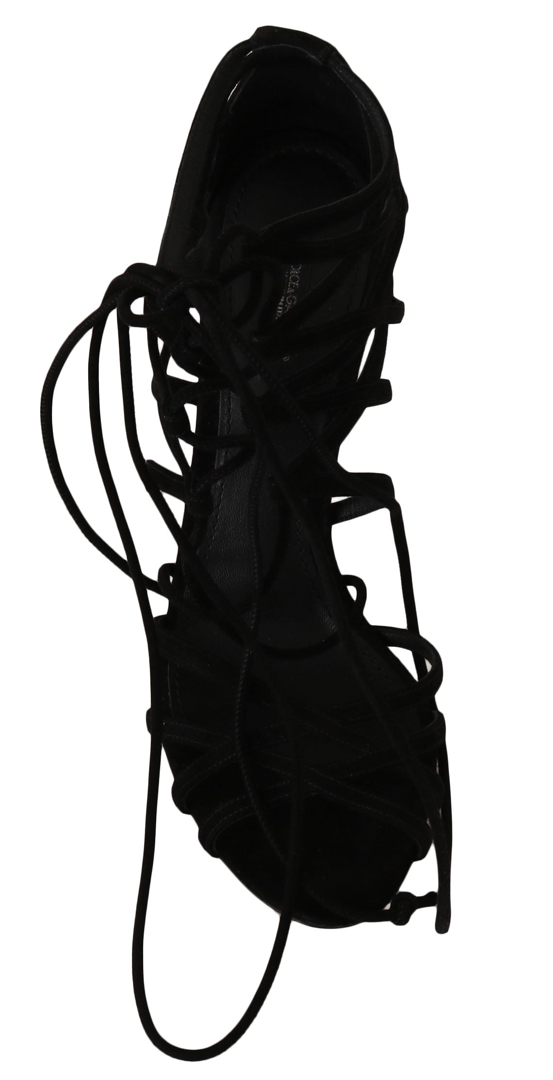 Elegant Black Suede Gladiator Stilettos - ventzia