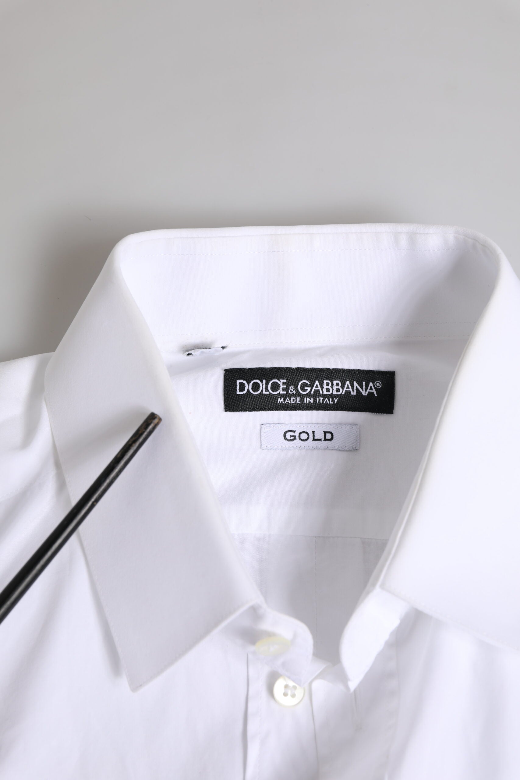 White Cotton GOLD Long Sleeves Dress Shirt - ventzia