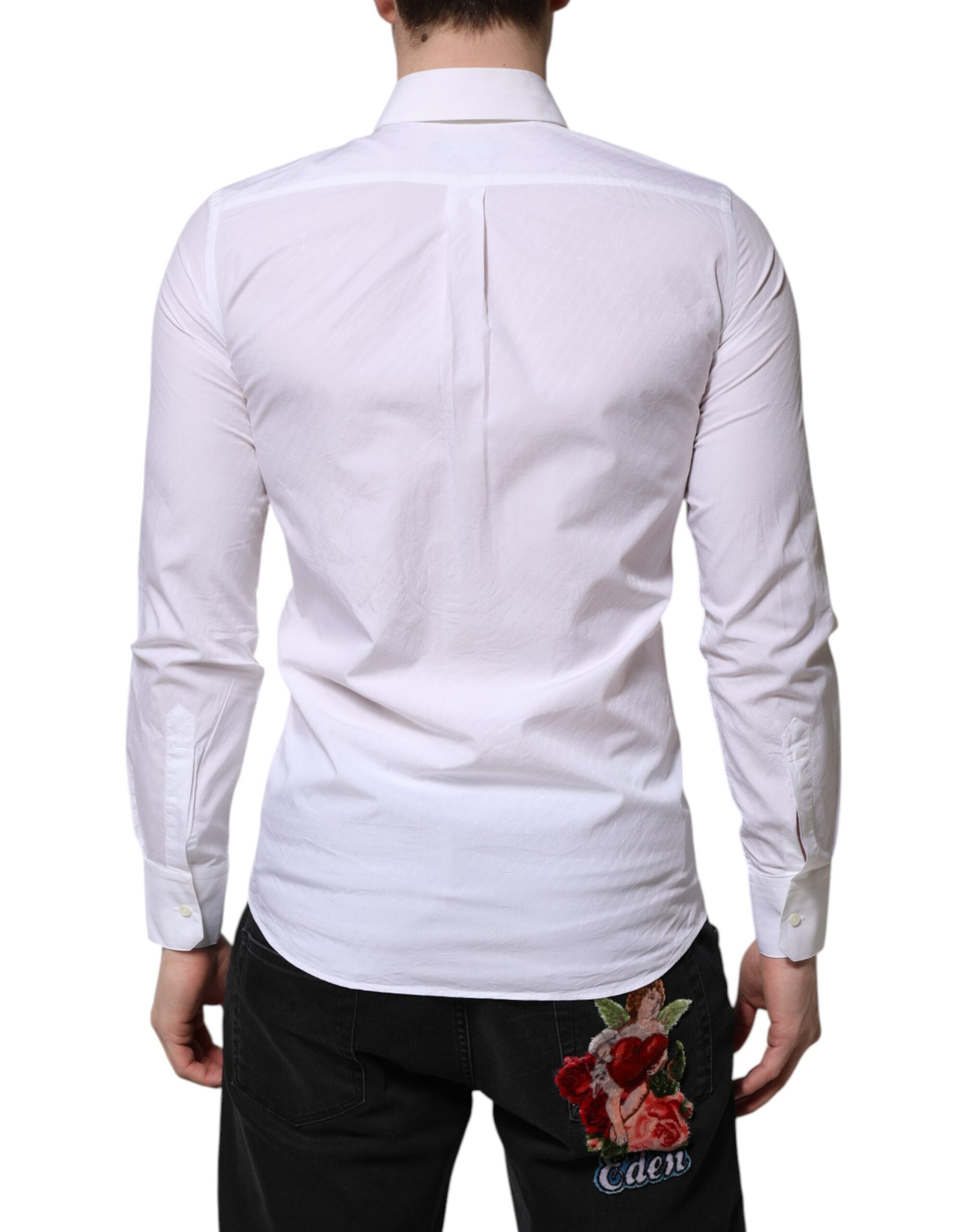 White Cotton MARTINI Long Sleeve Dress Shirt - ventzia