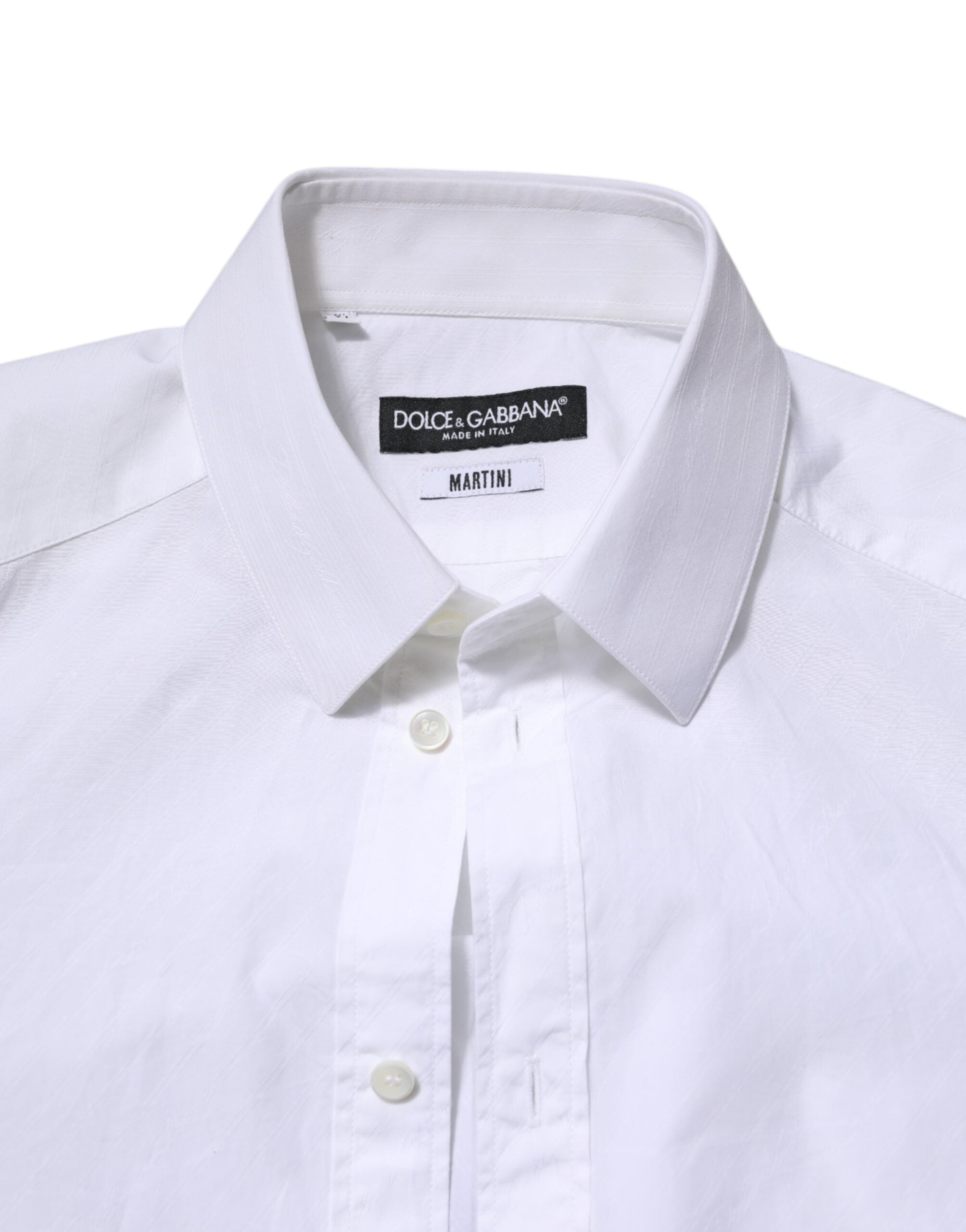 White Cotton MARTINI Long Sleeve Dress Shirt - ventzia