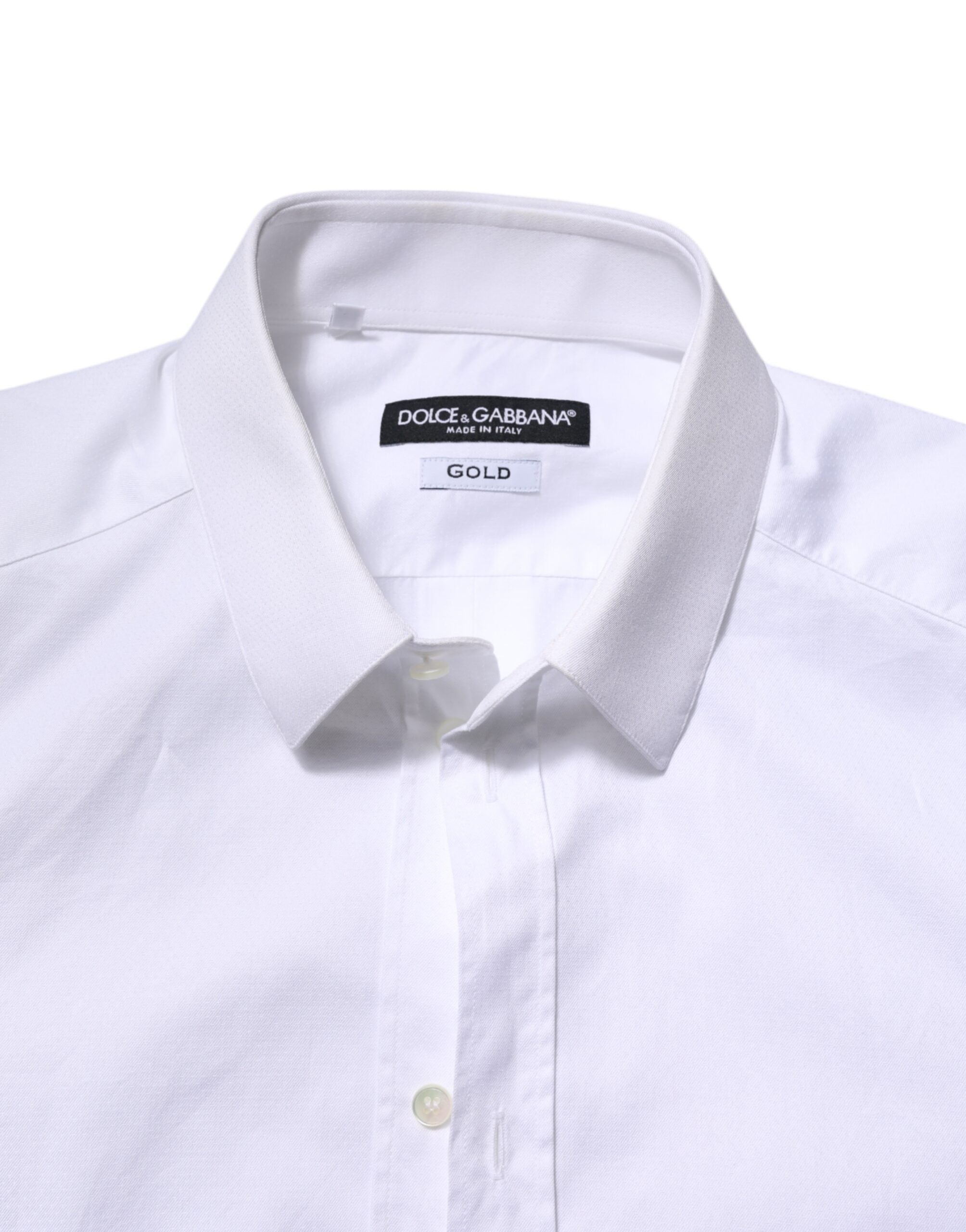 White Cotton GOLD Long Sleeve Men Dress Shirt - ventzia