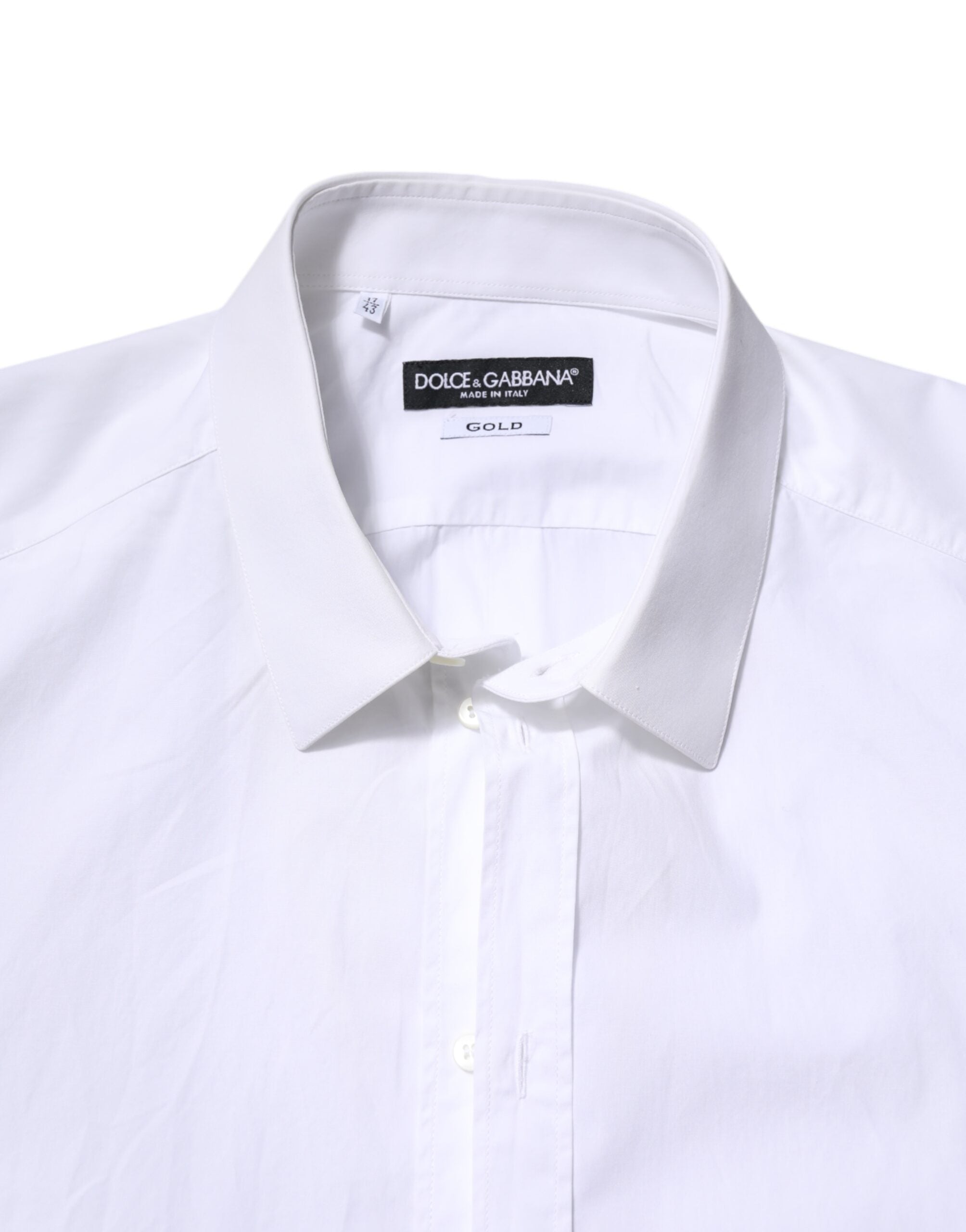 White Cotton GOLD Long Sleeves Dress Shirt - ventzia