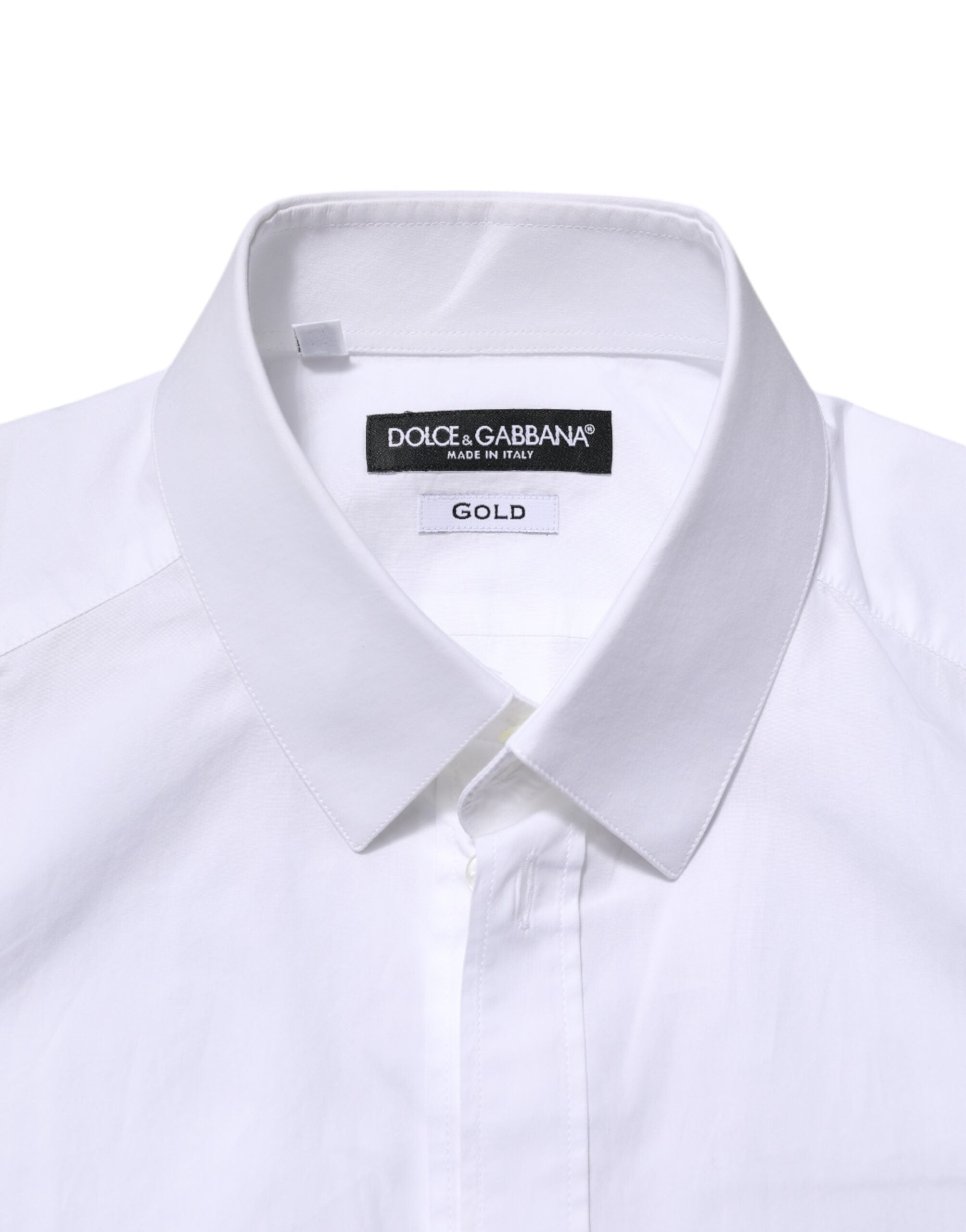 White Cotton GOLD Long Sleeve Men Dress Shirt - ventzia