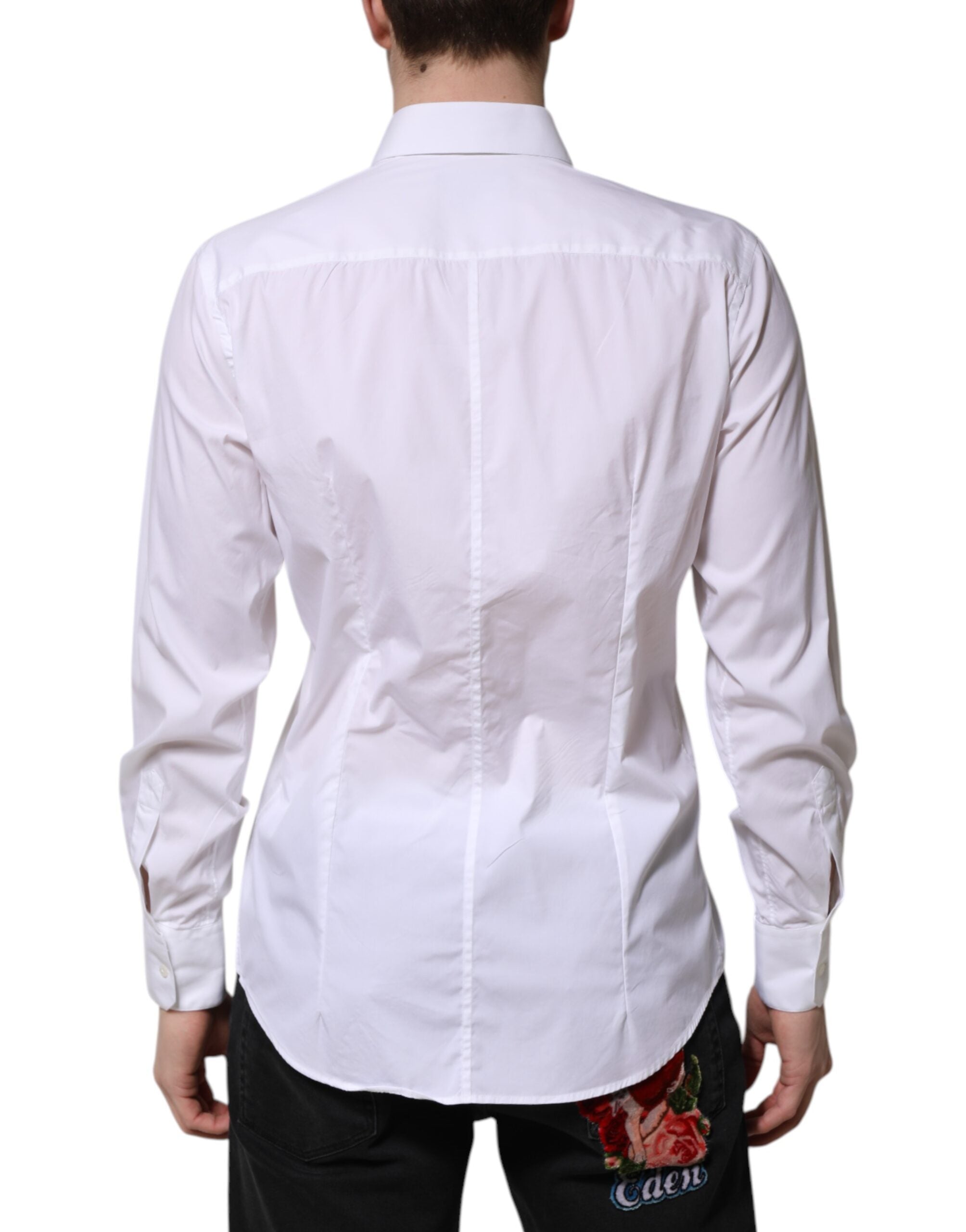 White Cotton MARTINI Long Sleeve Dress Shirt - ventzia