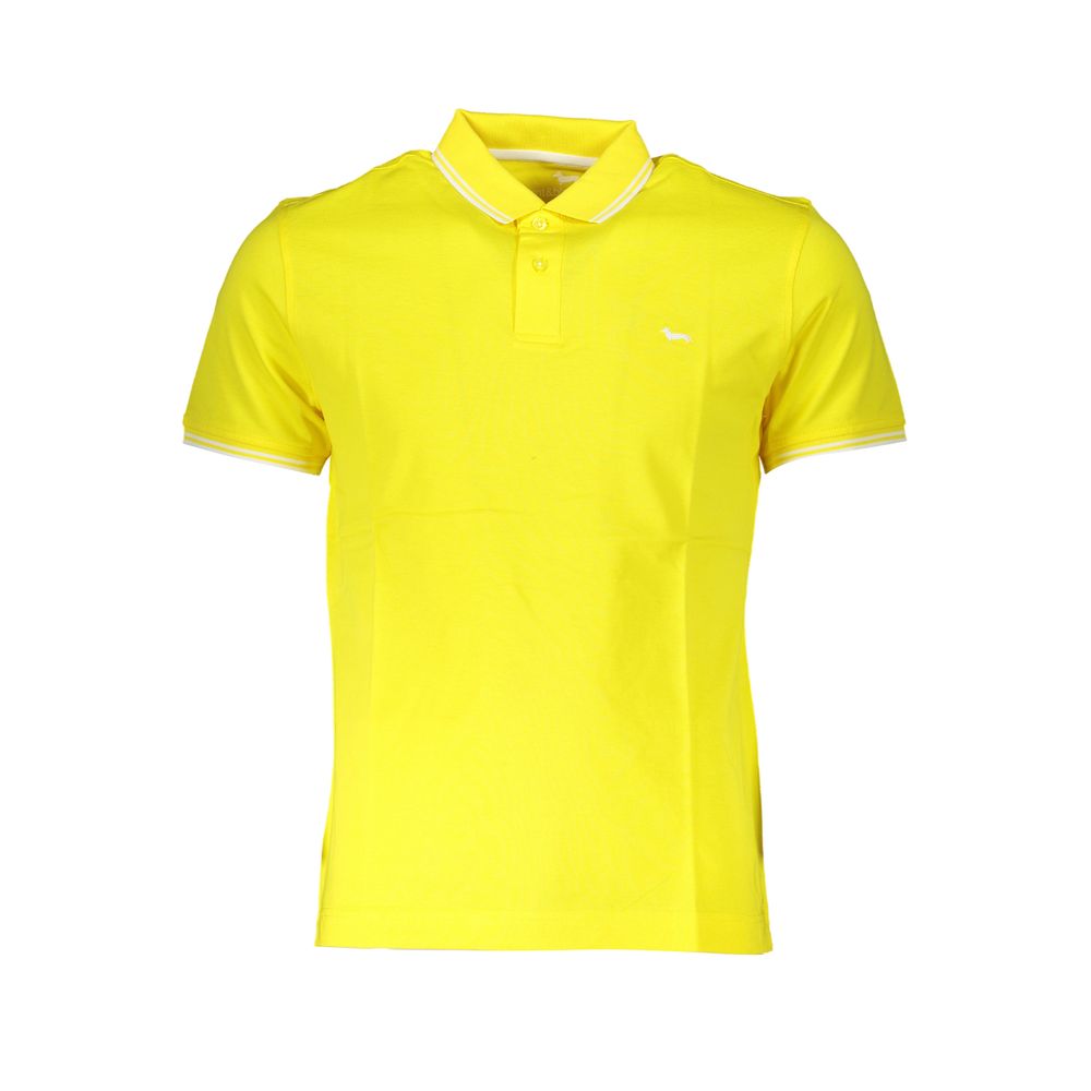 Elegant Yellow Cotton Polo with Contrast Details - ventzia