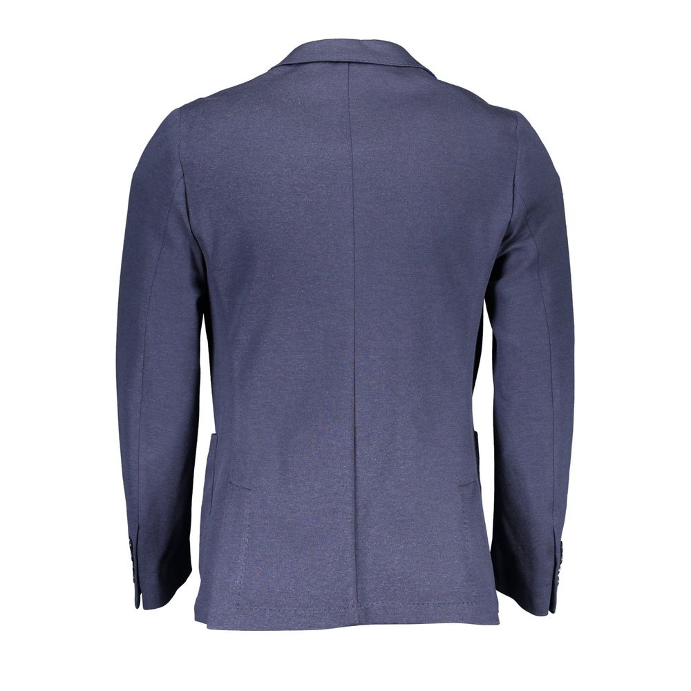 Blue Cotton Men Jacket - ventzia