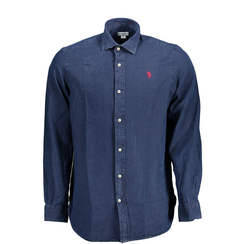 Blue Cotton Men Shirt - ventzia