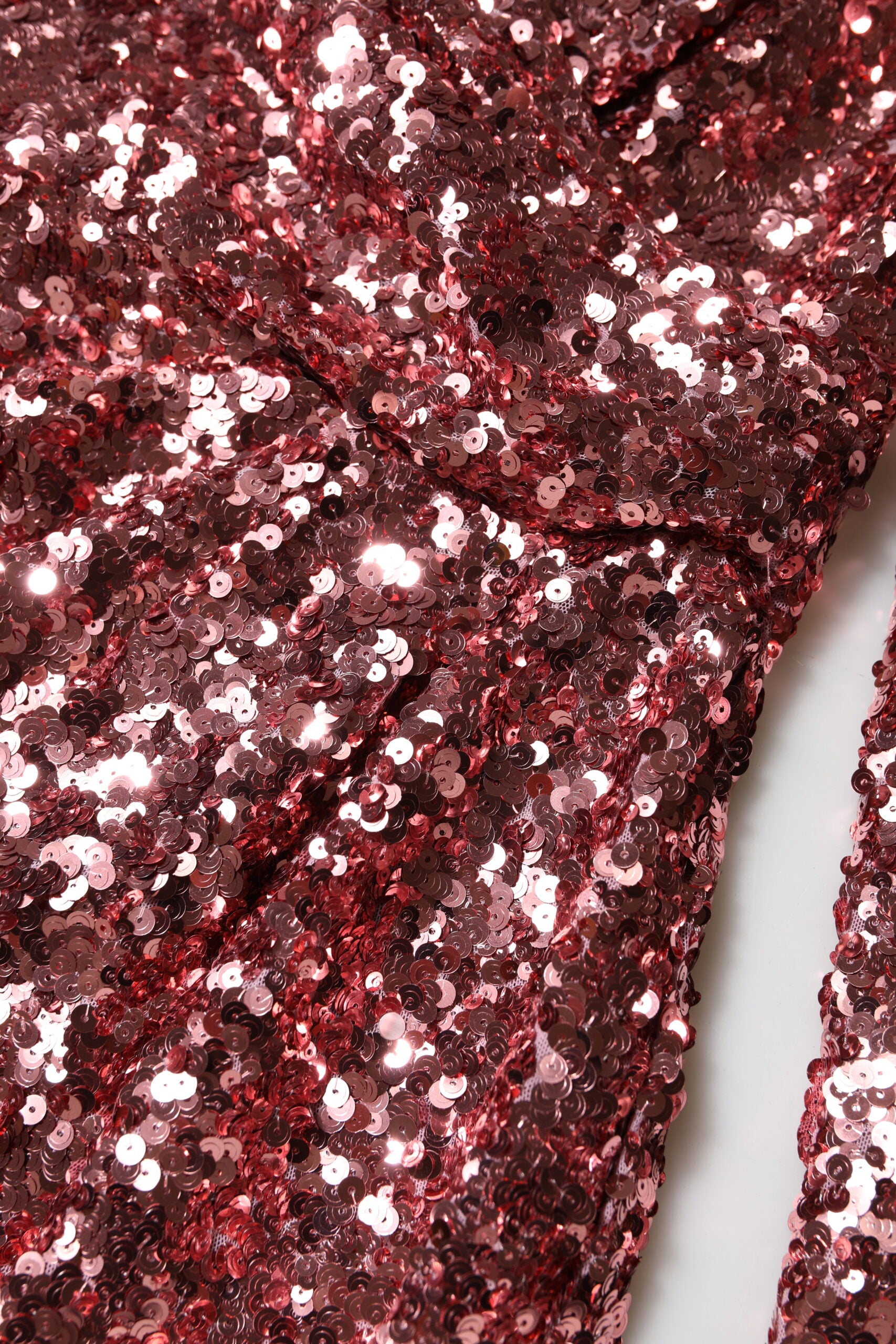 Pink Sequin Statement Nylon Midi V-Neck Dress - ventzia