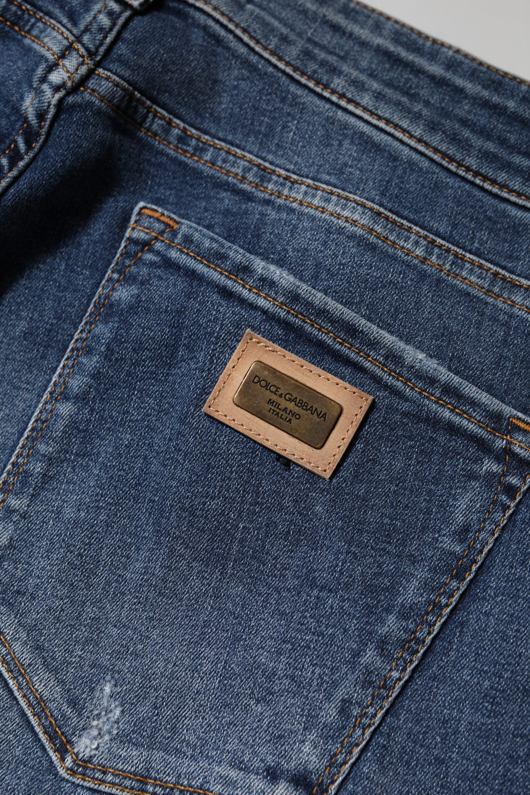 Blue Washed Cotton Low Waist Denim Jeans - ventzia