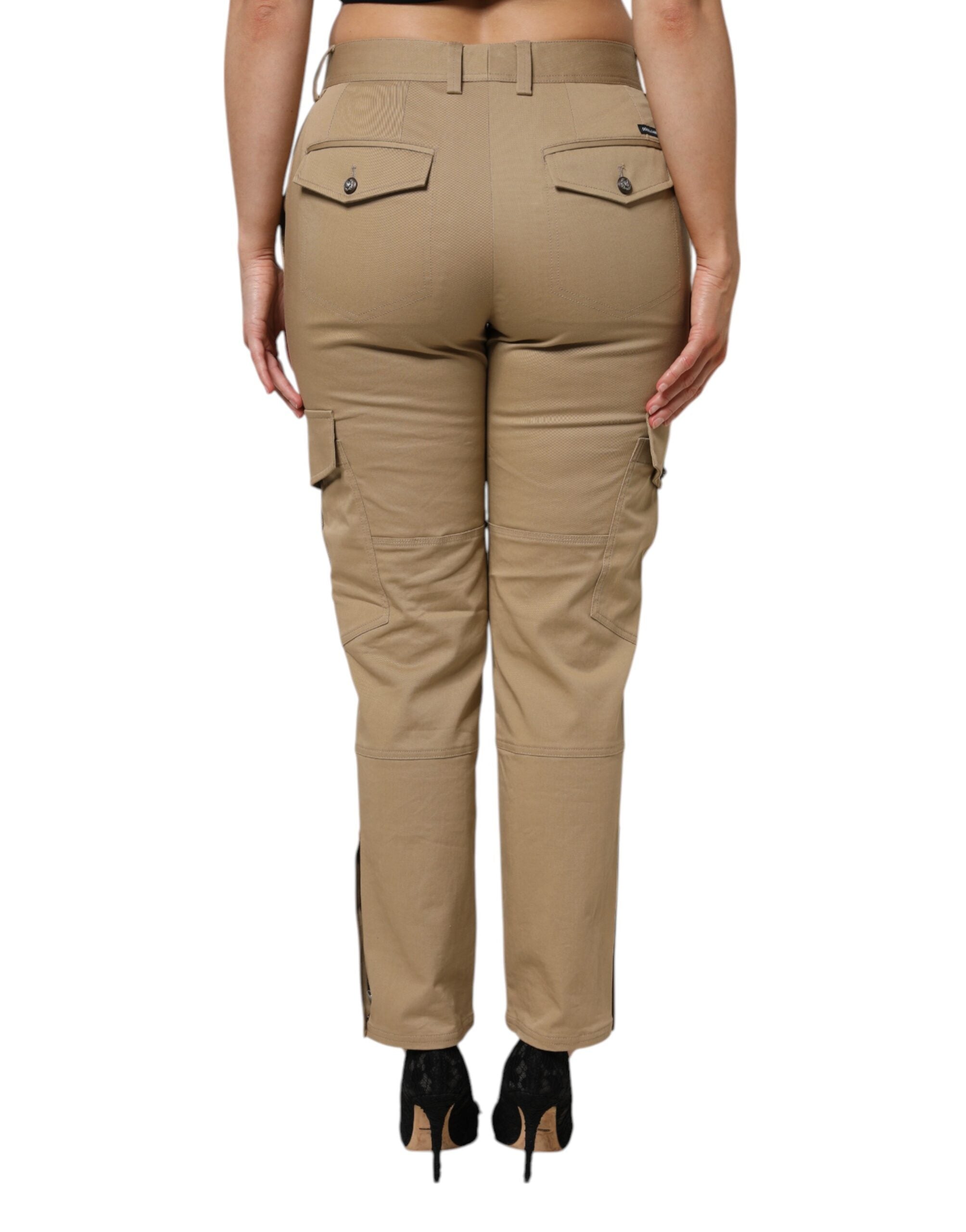 Brown Cotton Cargo Tapered Pants - ventzia