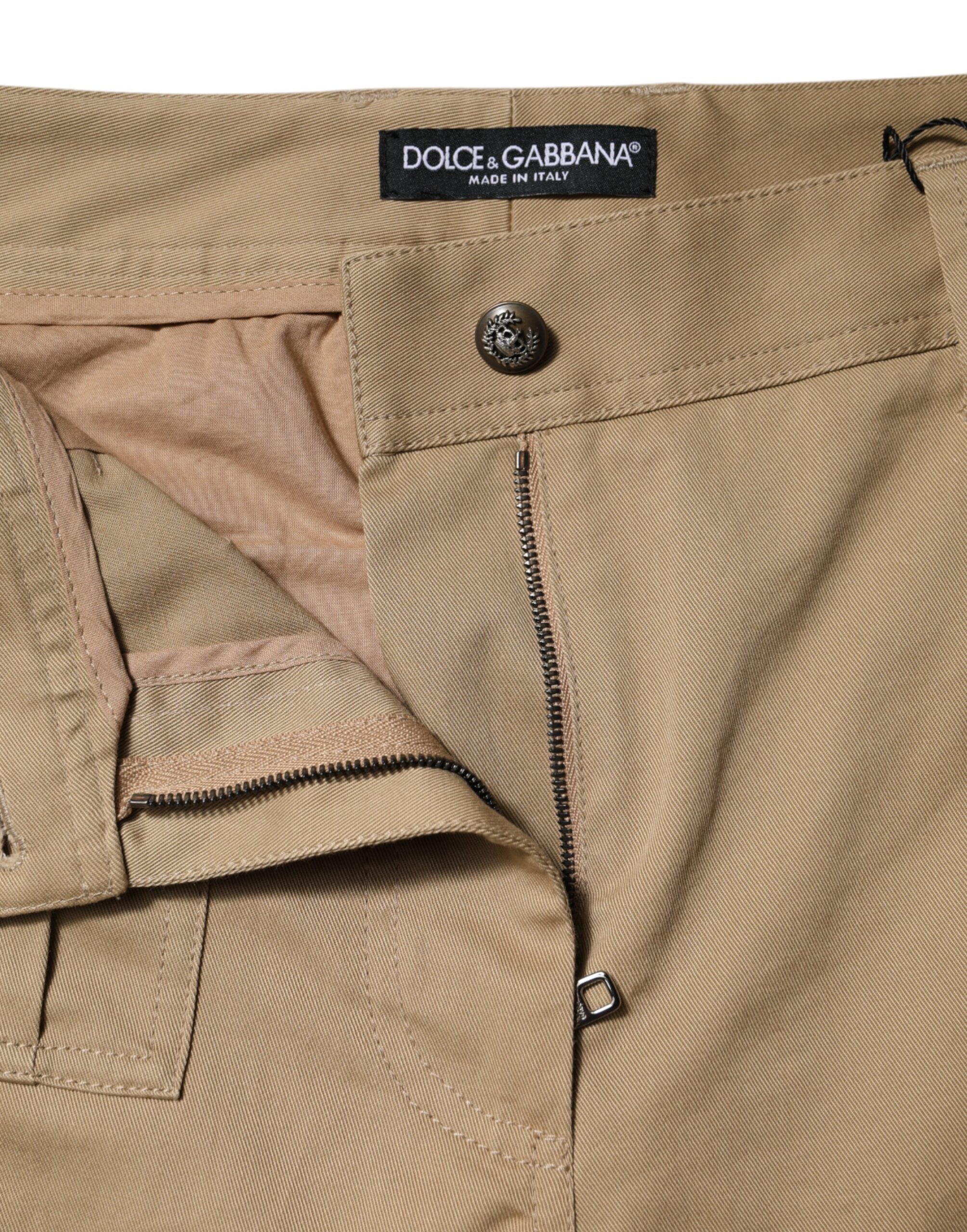 Brown Cotton Cargo Tapered Pants - ventzia