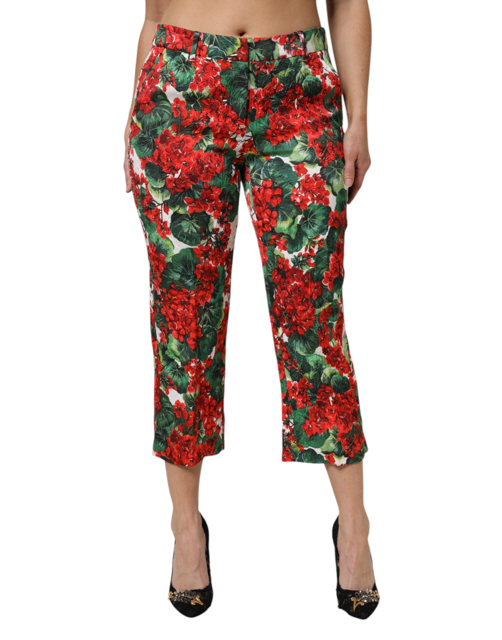 Multicolor Floral Print Cropped Pants - ventzia