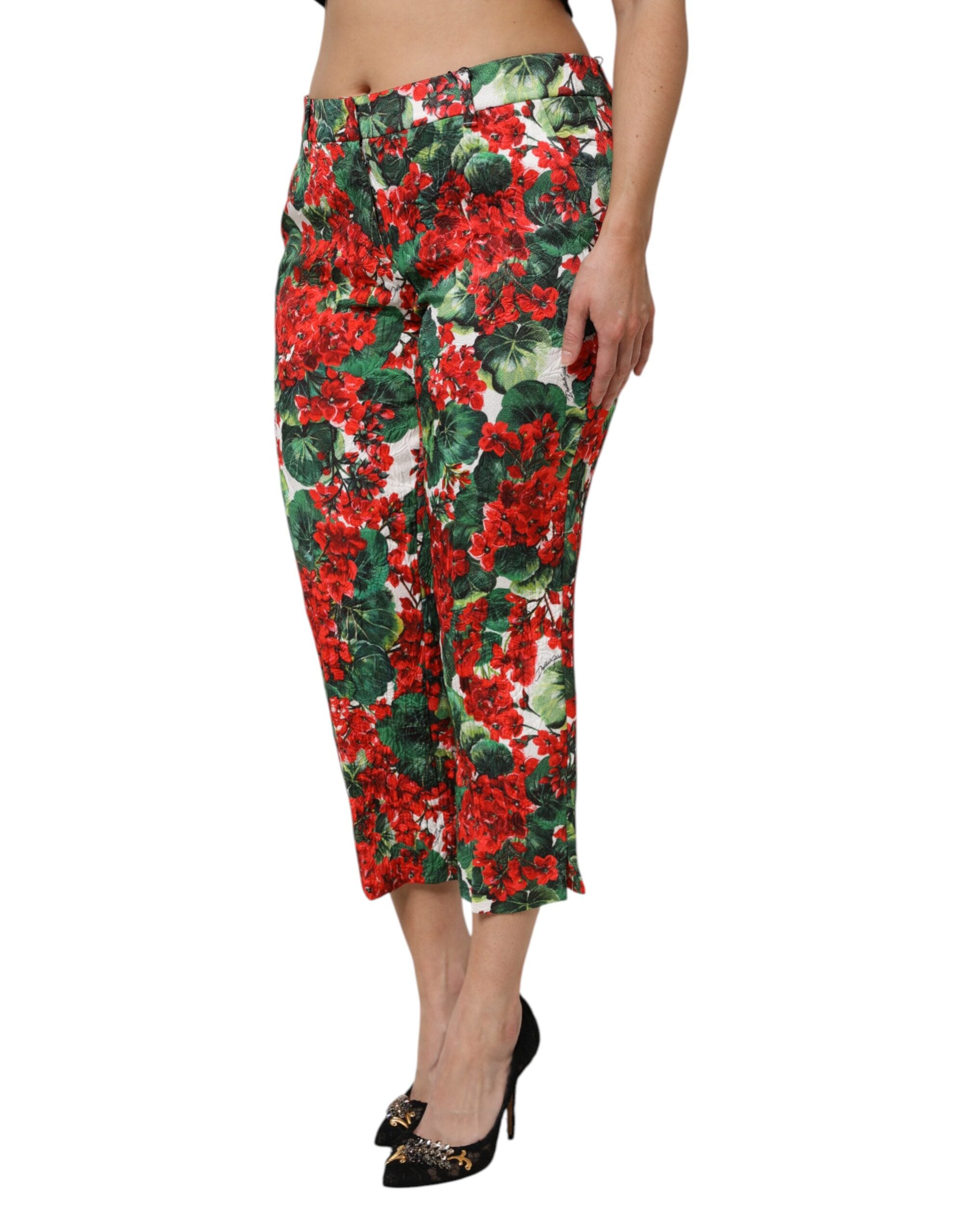 Multicolor Floral Print Cropped Pants - ventzia