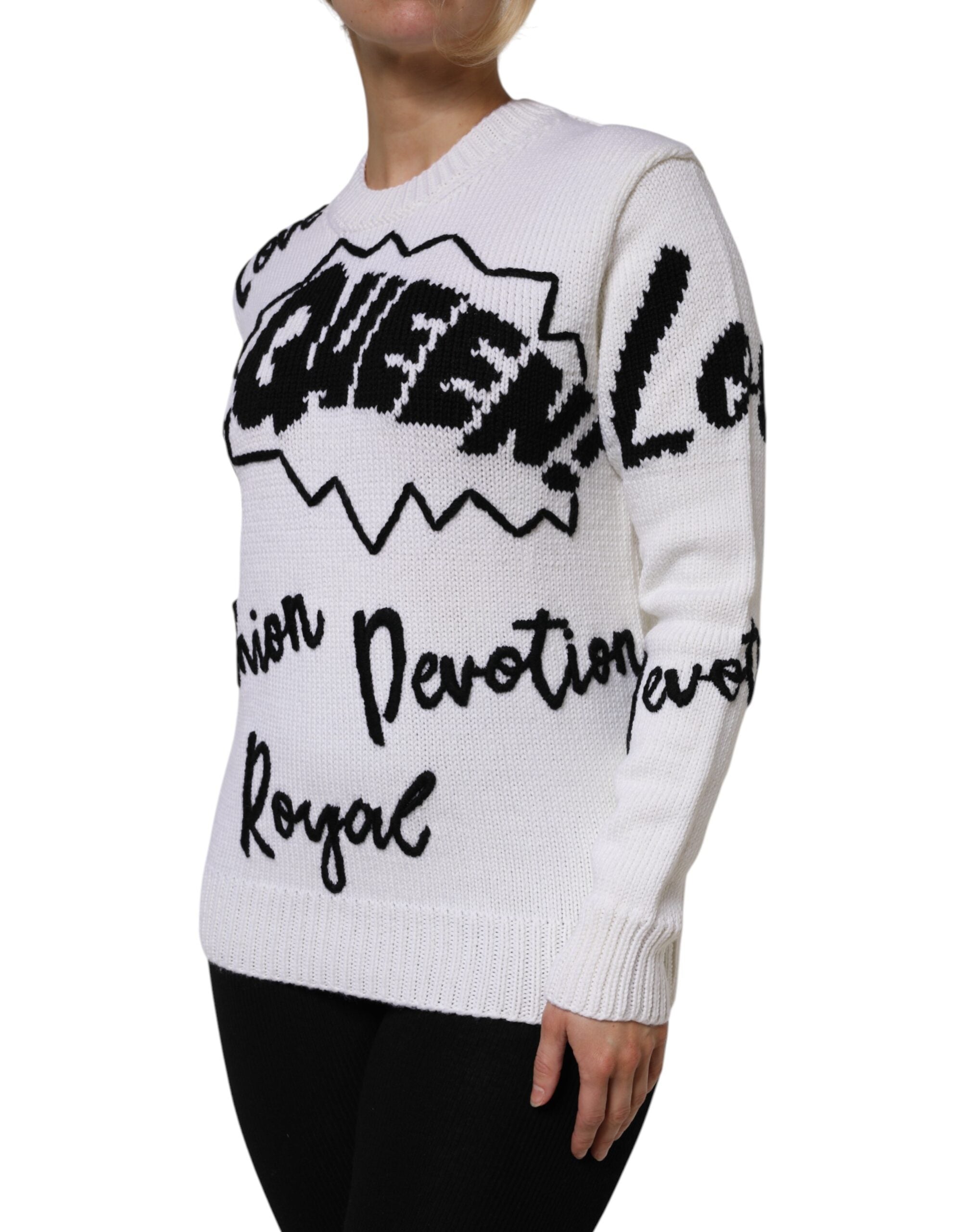 White Wool Knit Crew Neck Pullover Sweater - ventzia