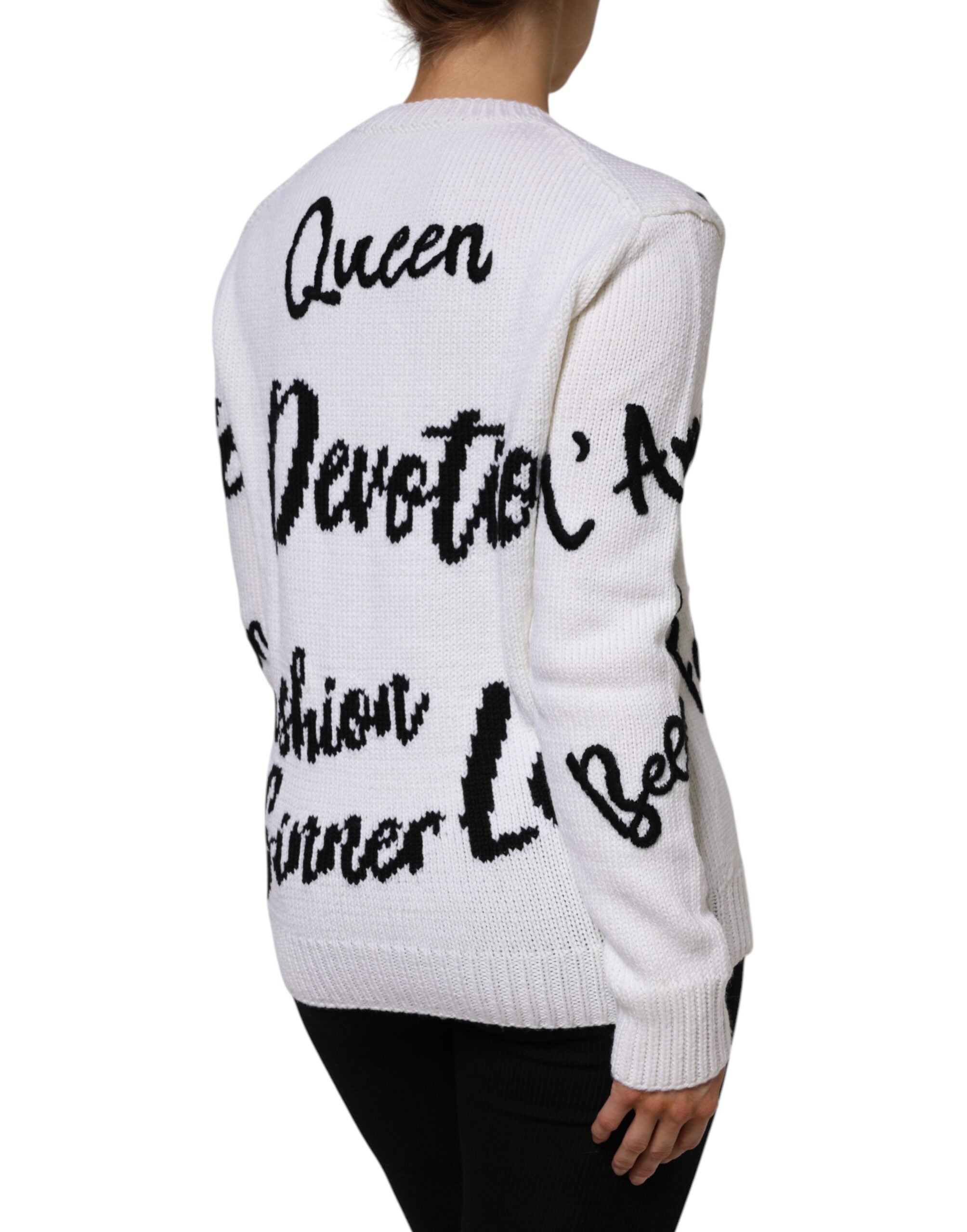 White Wool Knit Crew Neck Pullover Sweater - ventzia