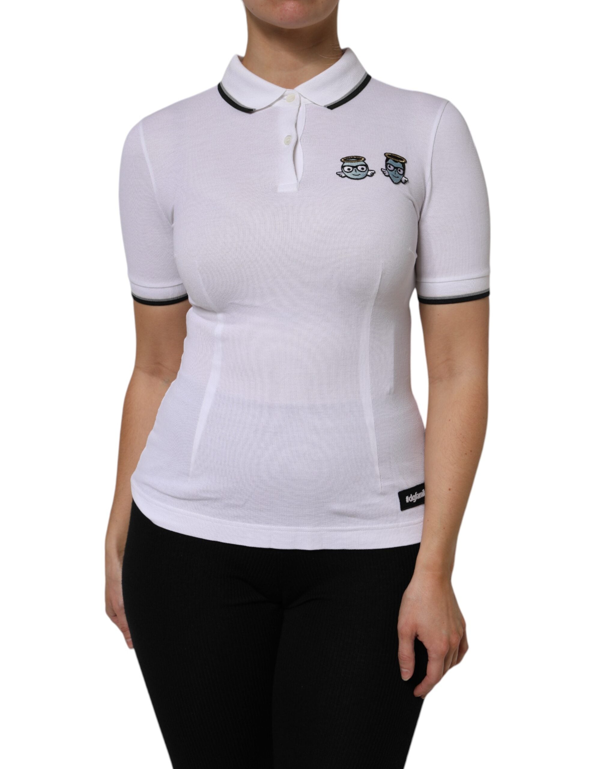 White Cotton Short Sleeves Collared Polo Top - ventzia