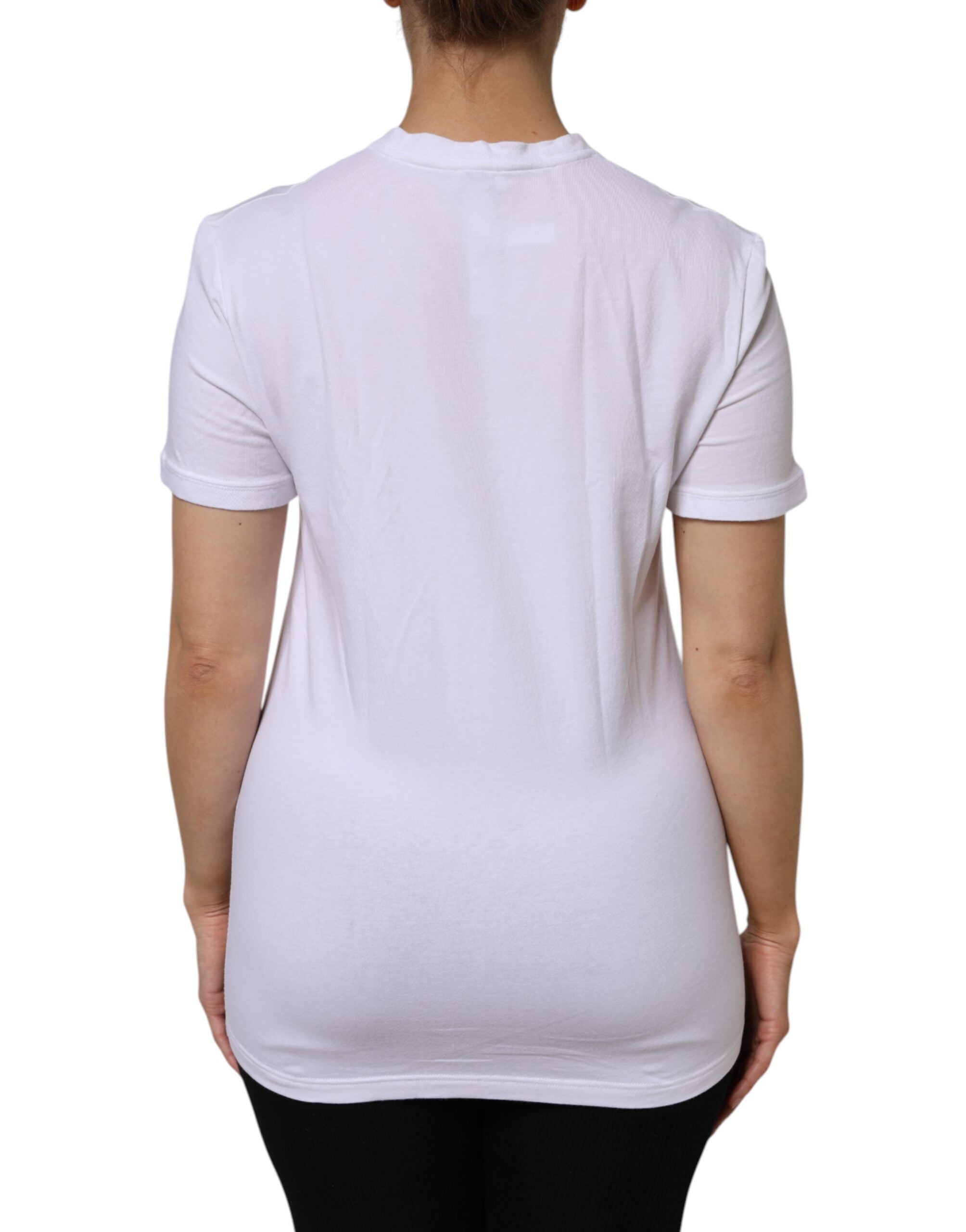 White Cotton Short Sleeves V-Neck Top T-shirt - ventzia
