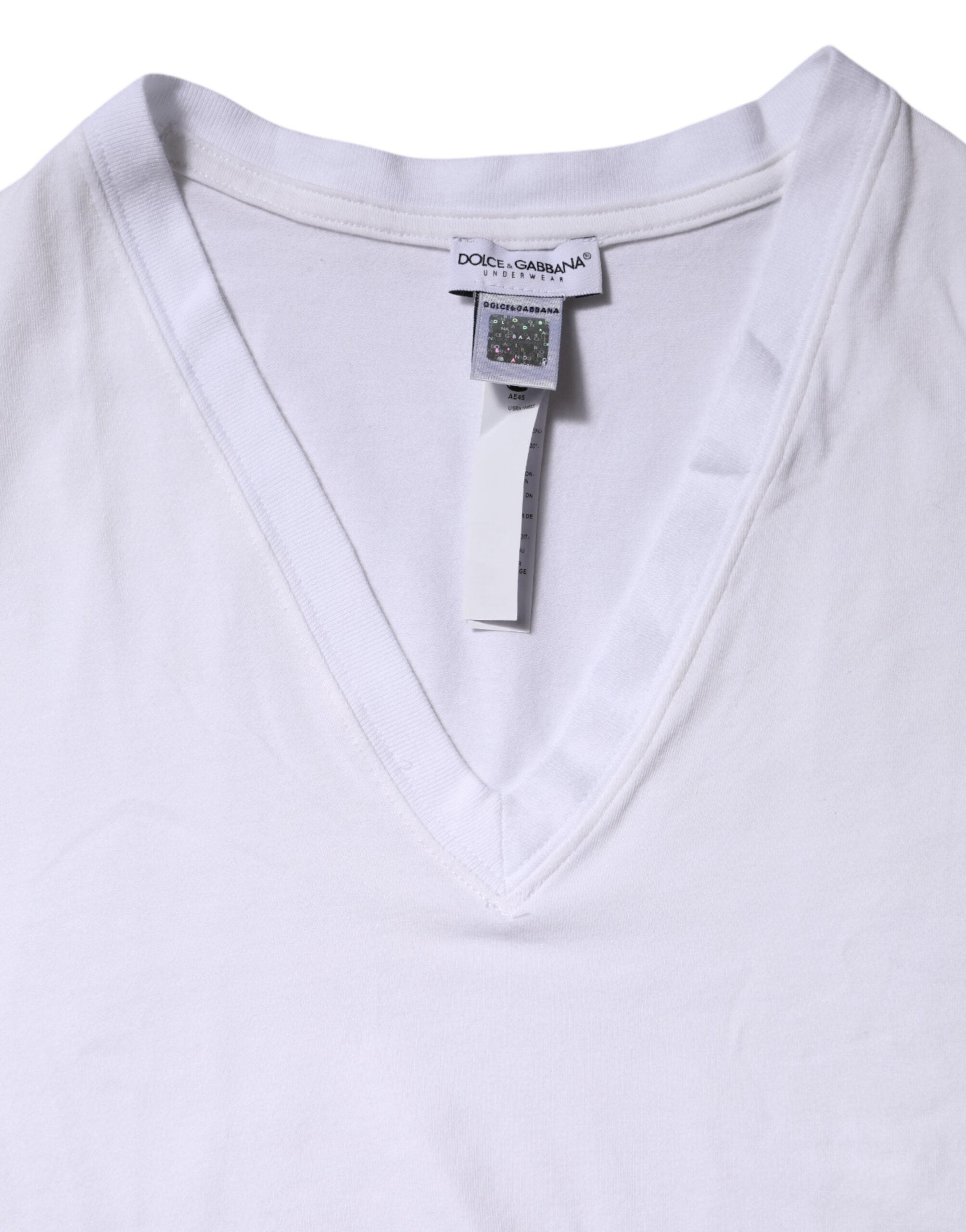 White Cotton Short Sleeves V-Neck Top T-shirt - ventzia