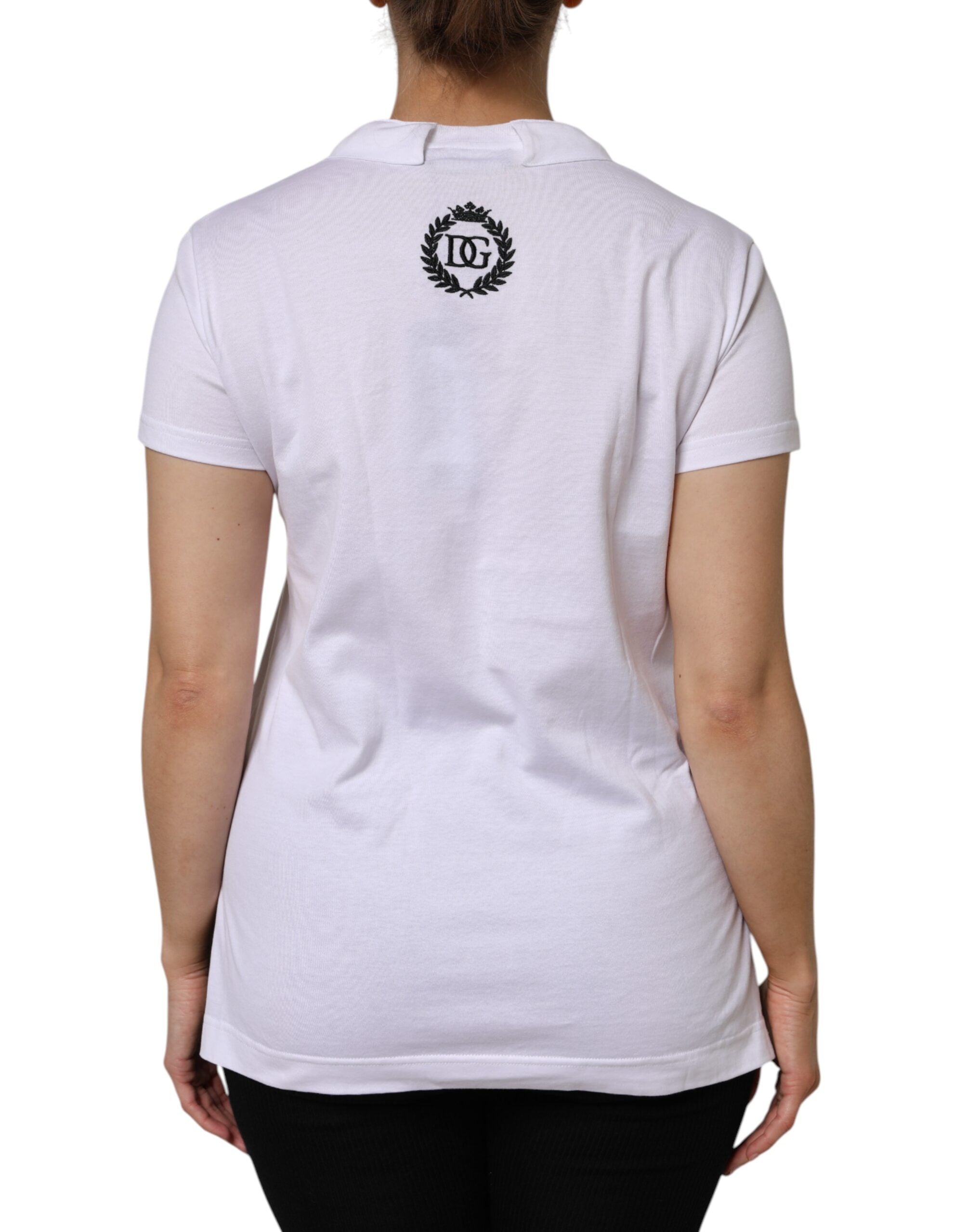 White Cotton Short Sleeve V-Neck Top T-shirt - ventzia