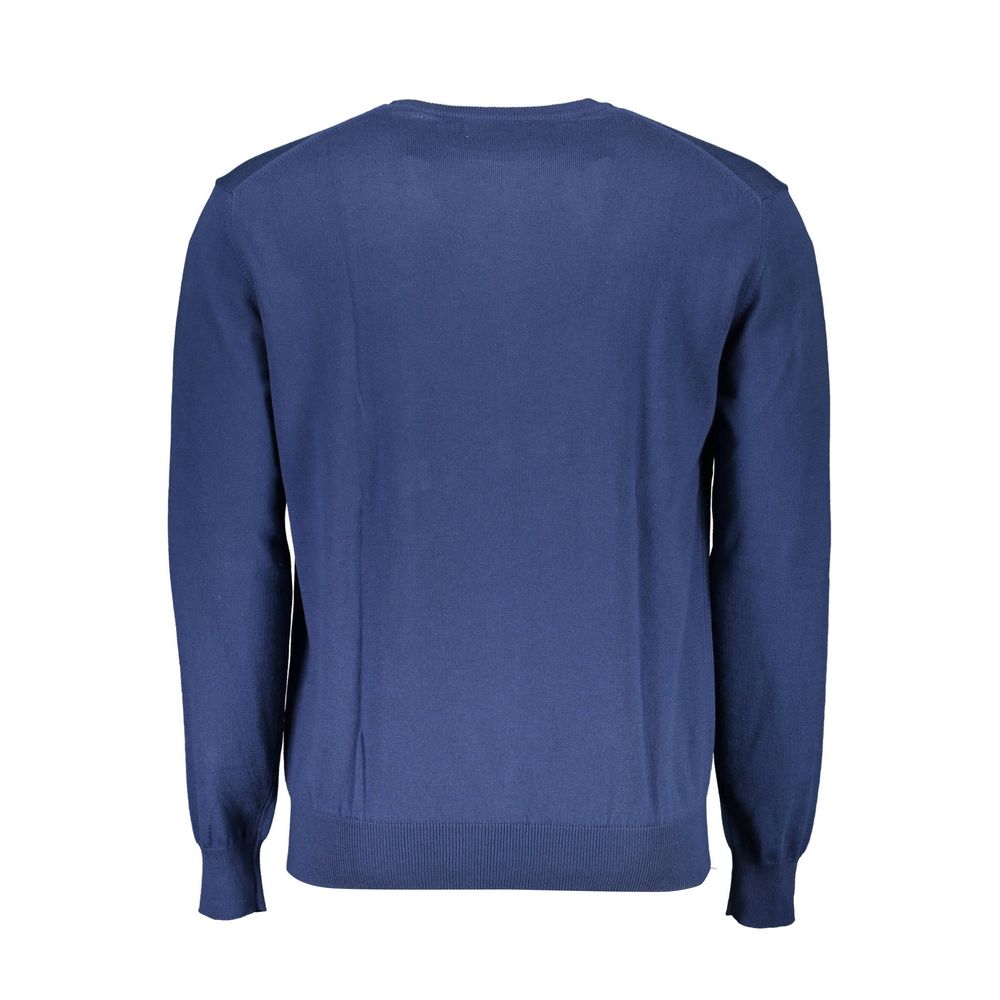 Blue Cotton Men Sweater - ventzia