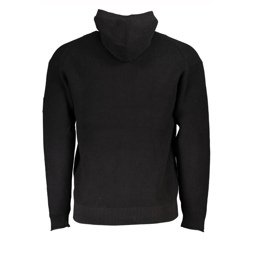 Sleek Cotton Hooded Sweater with Logo Detail - ventzia