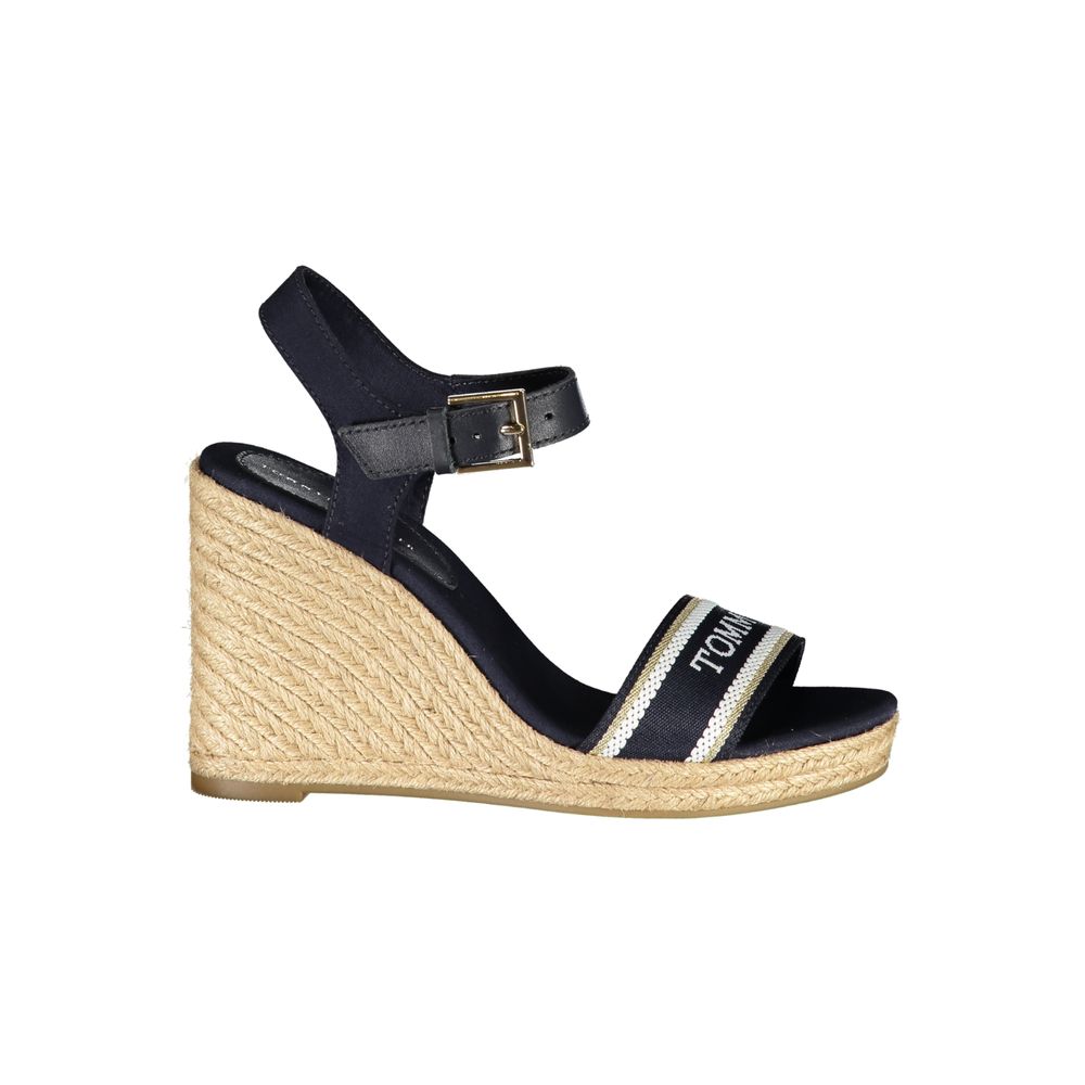Blue Leather Women's Wedge Sandal - ventzia