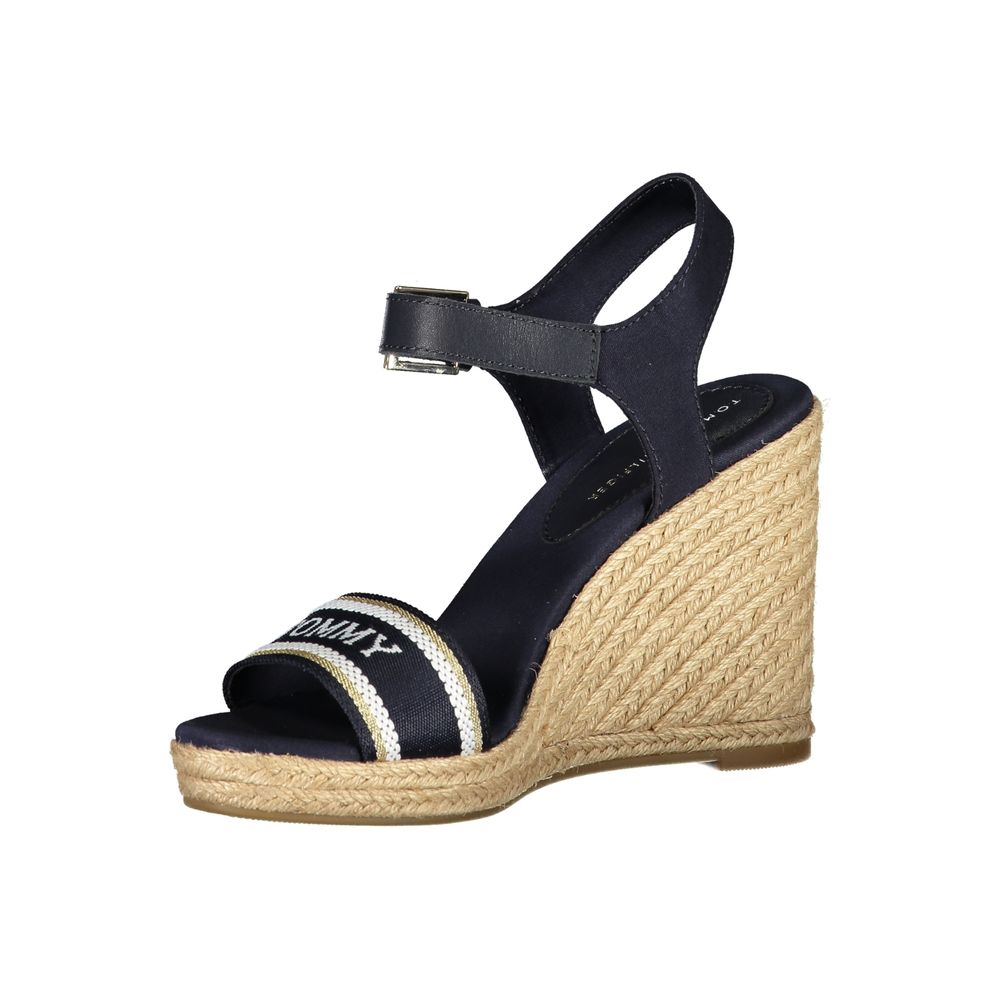 Blue Leather Women's Wedge Sandal - ventzia