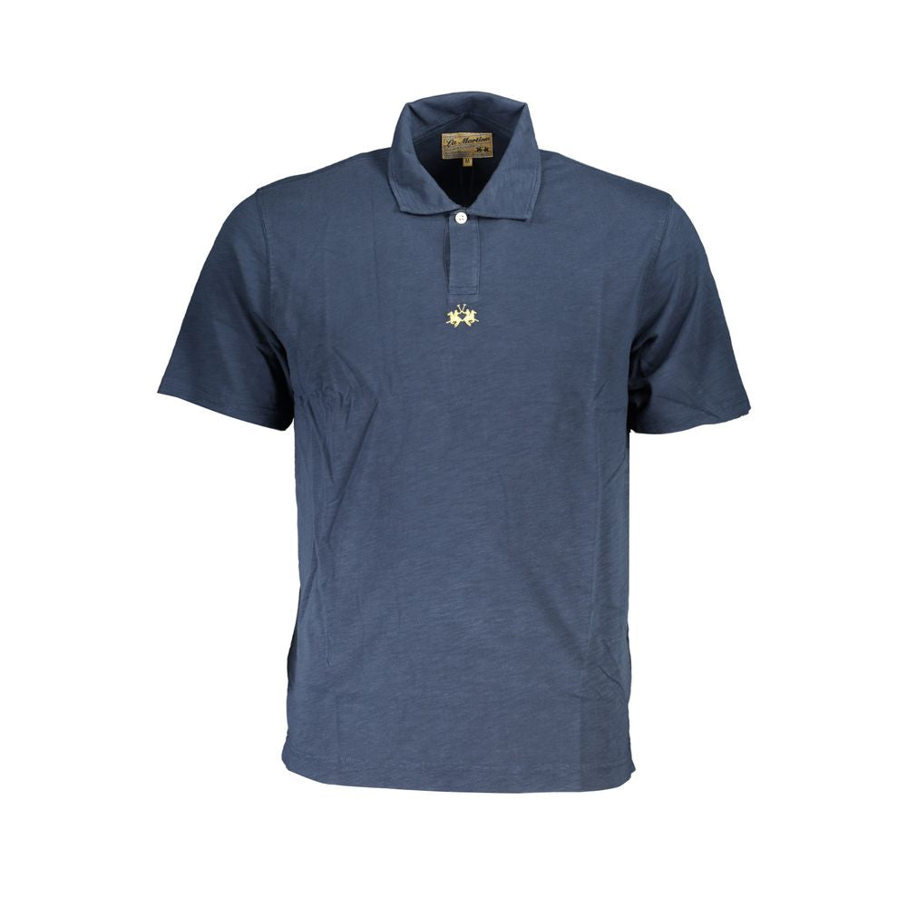 Blue Cotton Men Polo Shirt - ventzia