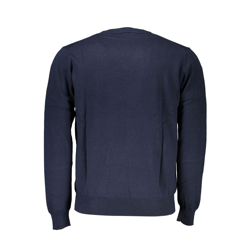 V-Neck Embroidered Blue Sweater - ventzia