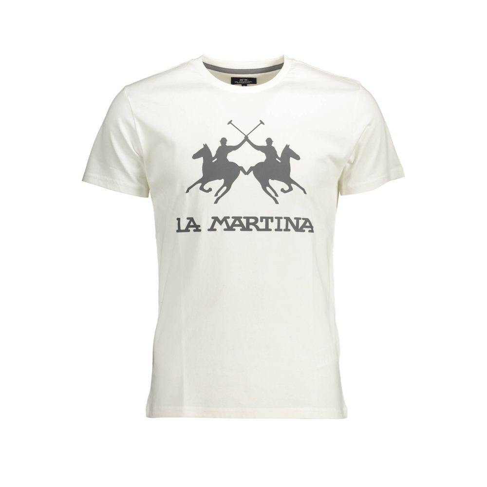 Elegant White Cotton Crew Neck Tee - ventzia