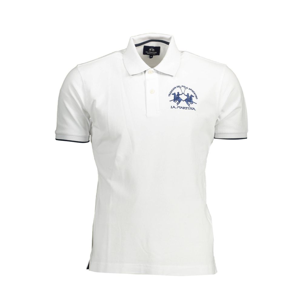 White Cotton Men Polo Shirt - ventzia