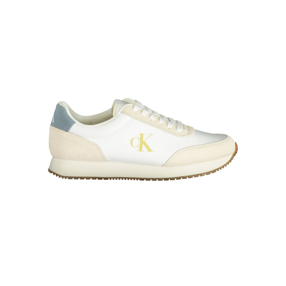 White Polyester Men Sneaker - ventzia