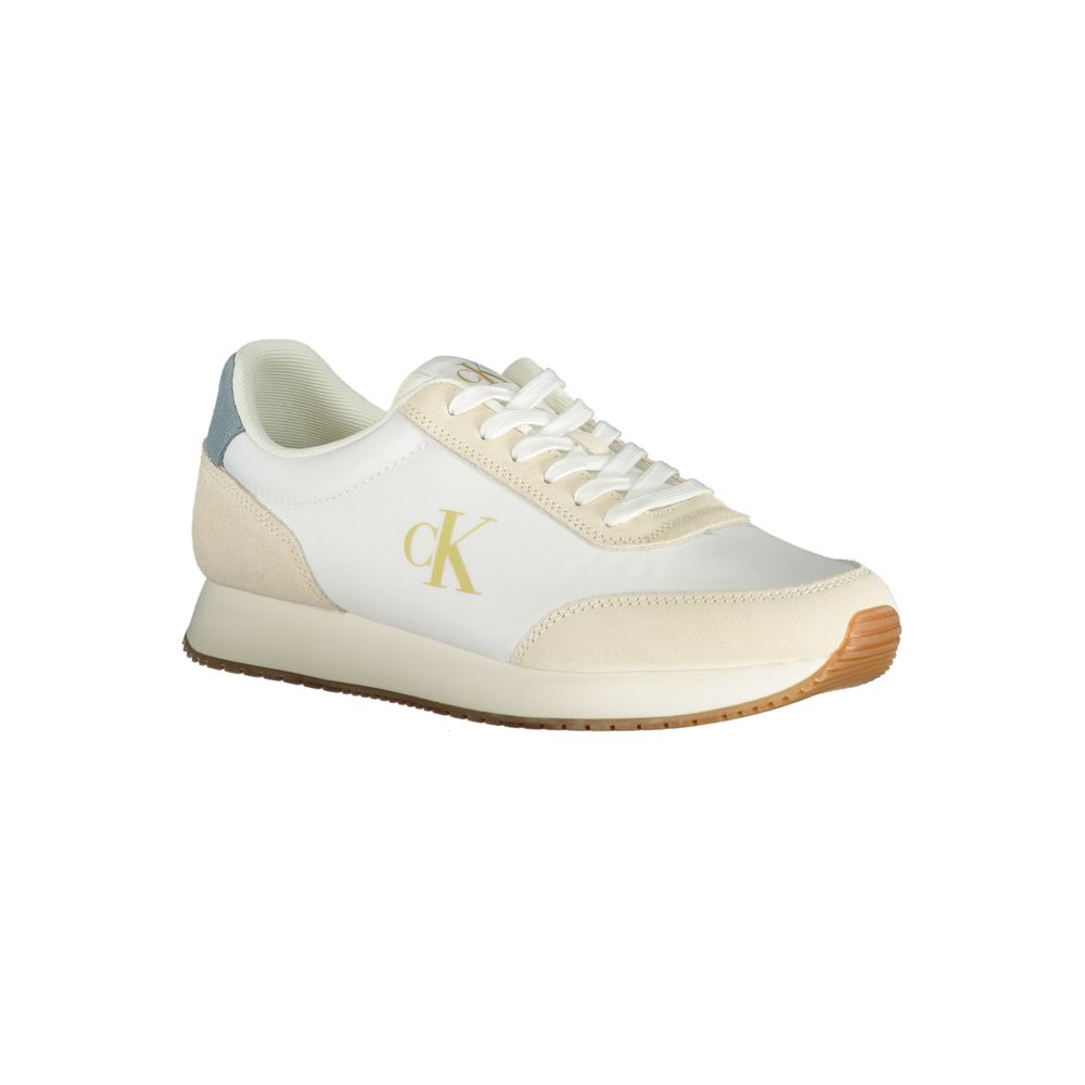 White Polyester Men Sneaker - ventzia