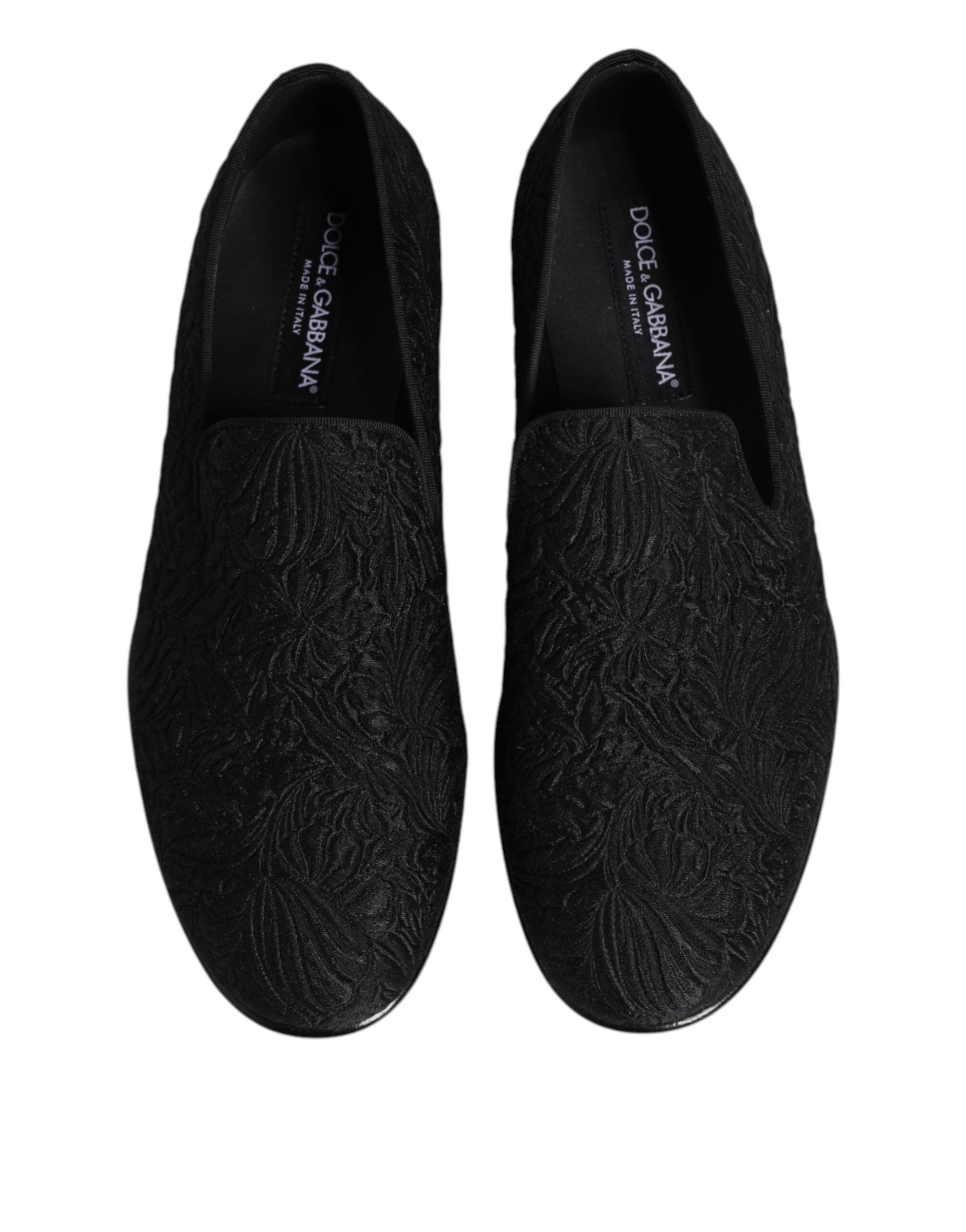 Black Jacquard Slip On Loafers Formal Shoes - ventzia