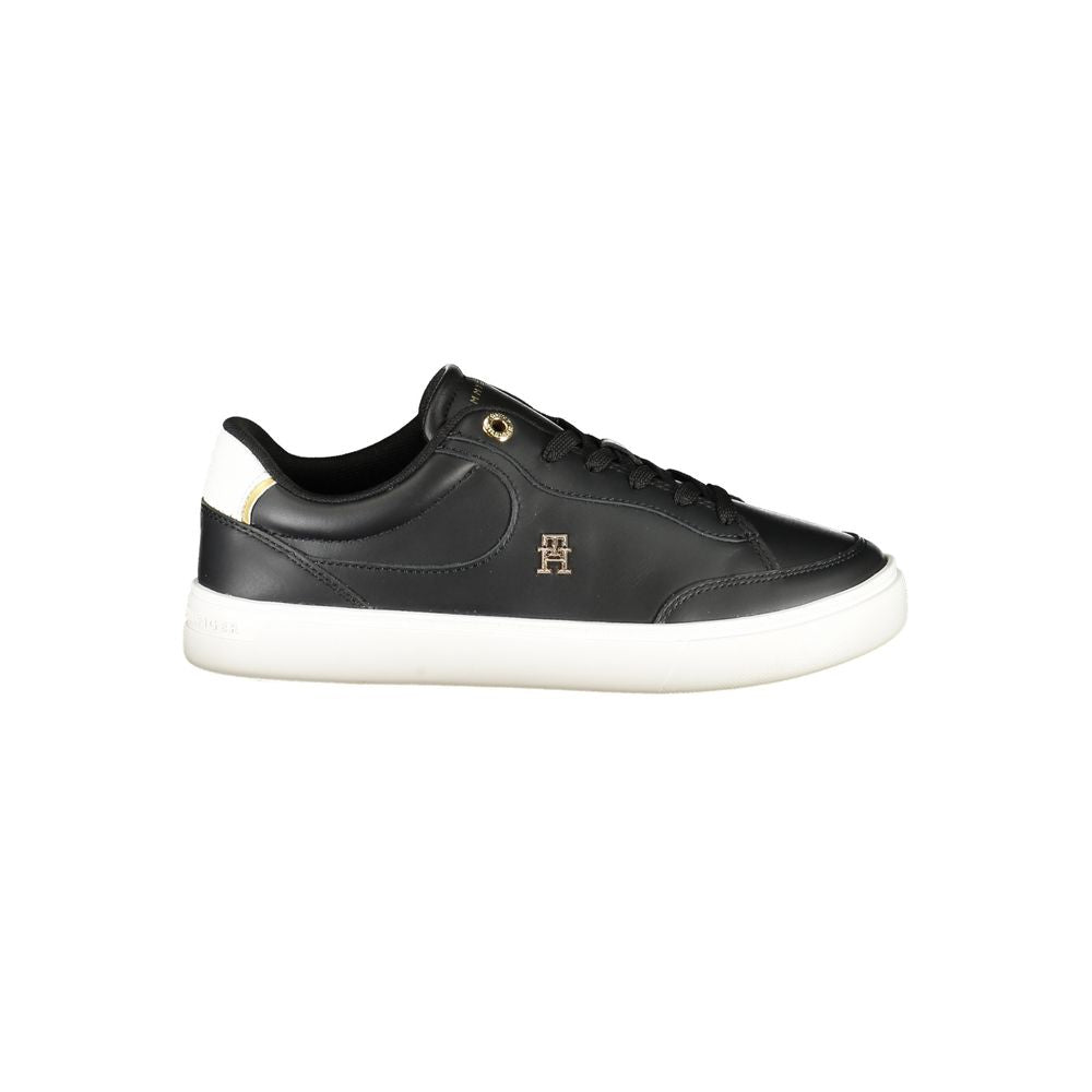 Black Polyurethane Women Sneaker - ventzia